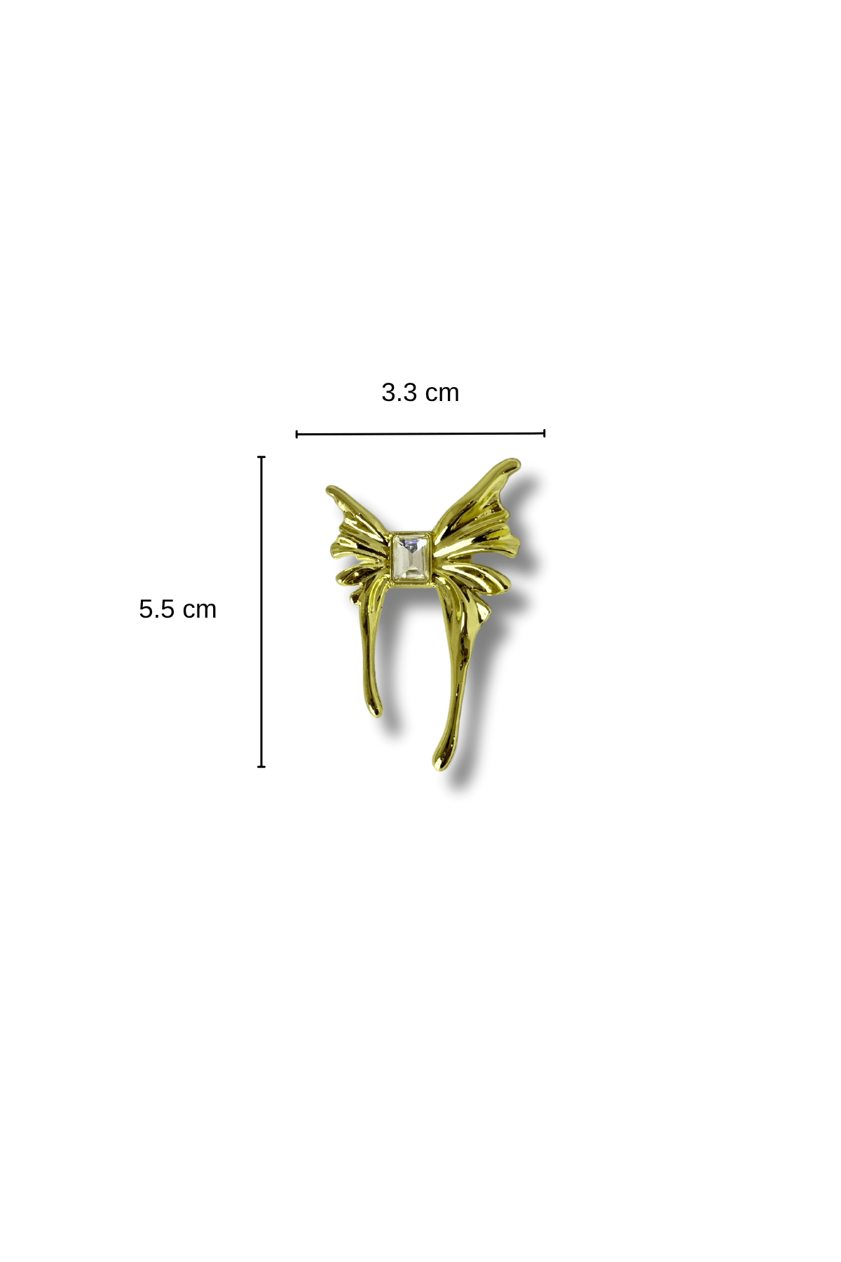 Metal Taş Detaylı Kelebek Form İğneli Broş