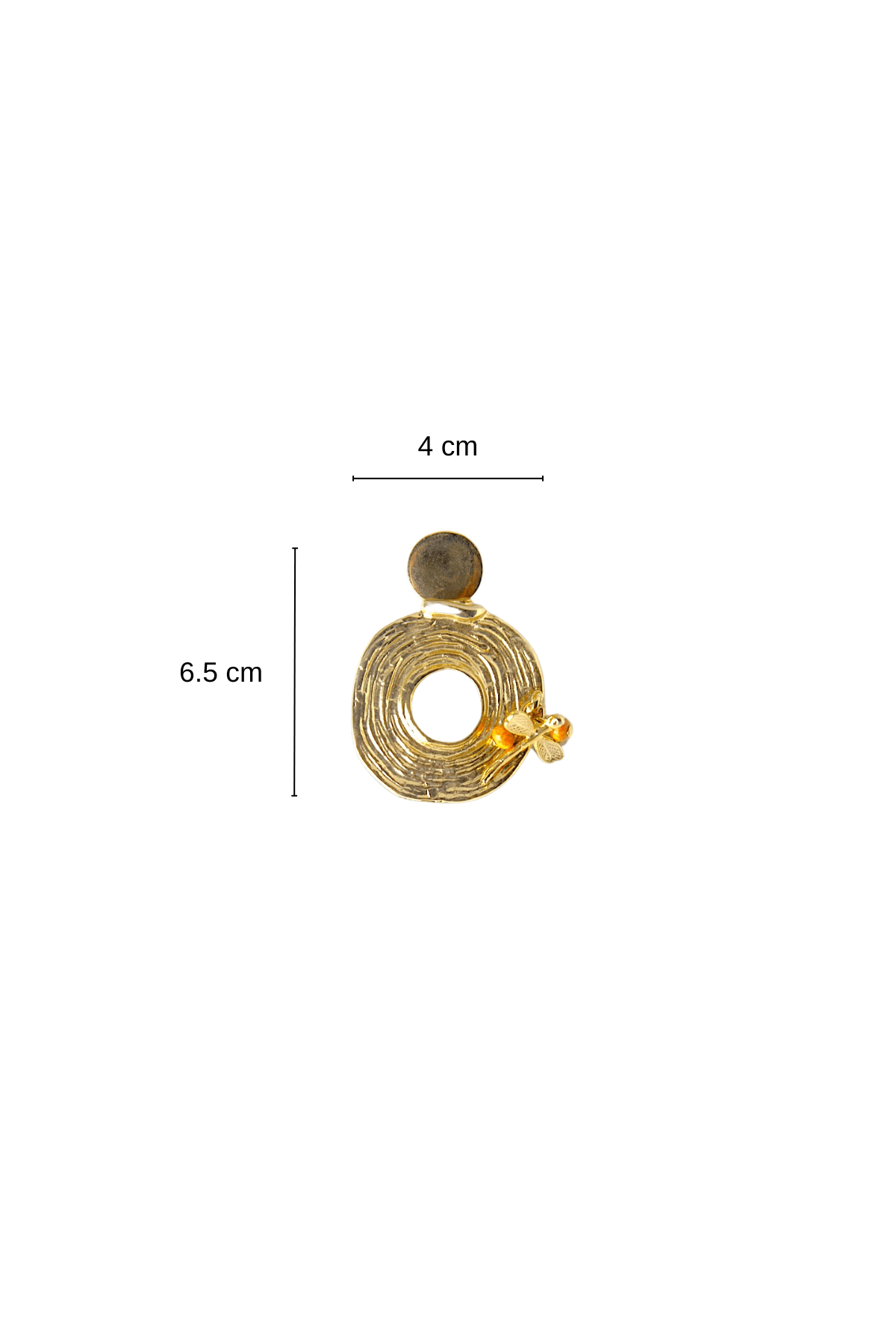 Metal Dokulu Yuvarlak Kelebekli Gold Broş