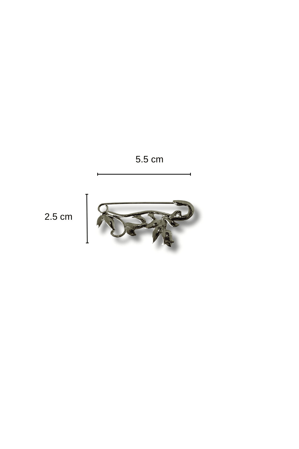 Metal Çiçek Desenli İğneli Broş