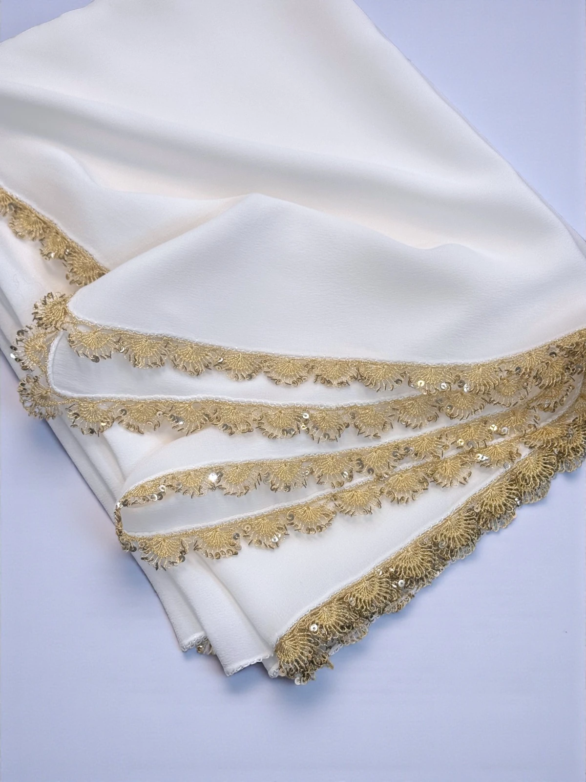 Nazende Gold Çiçek Oyalı İpek Şal