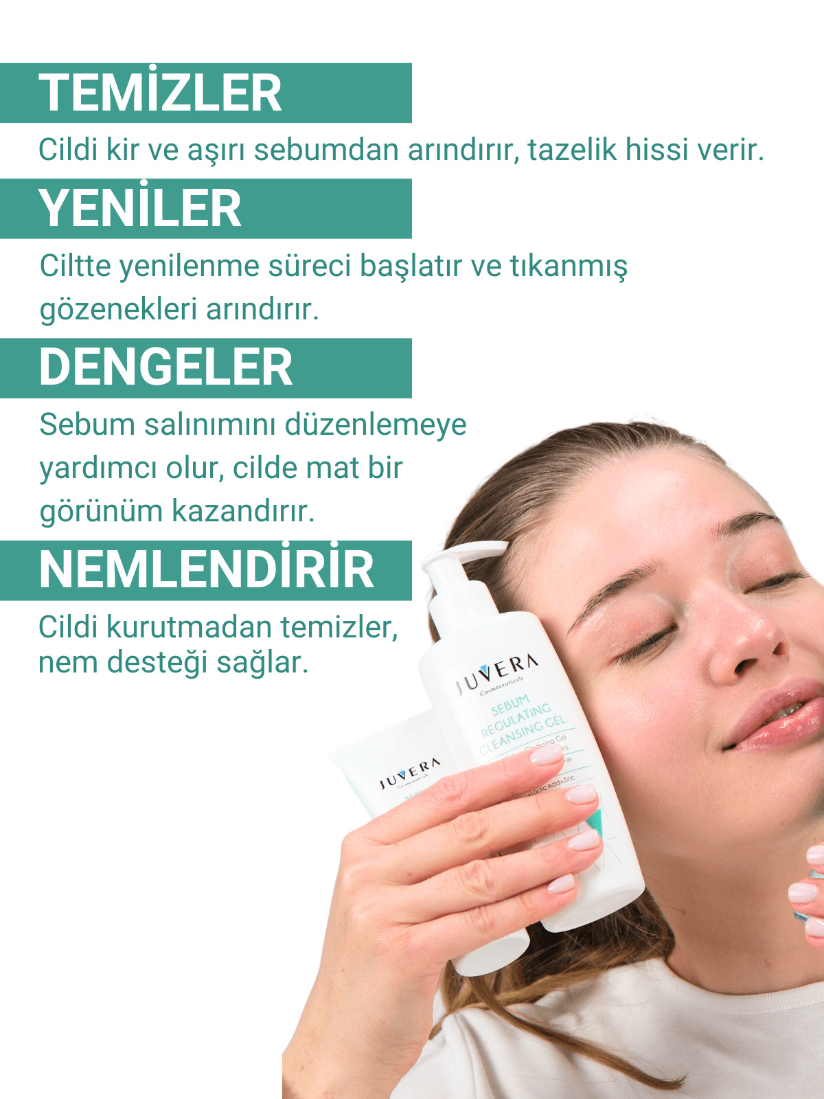 Juvera Yağlı Ve Akneye Eğilimli Ciltler Için Yıkama Jeli - Sebum Regulating Gel 400ml