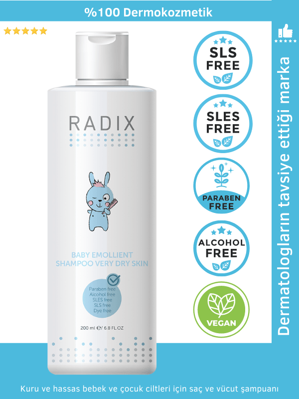 Radix Bebek Ve Çocuklar Için Emolient Şampuan 200ml - Emollient Shampoo 200 Ml (Saç-Vücut) 