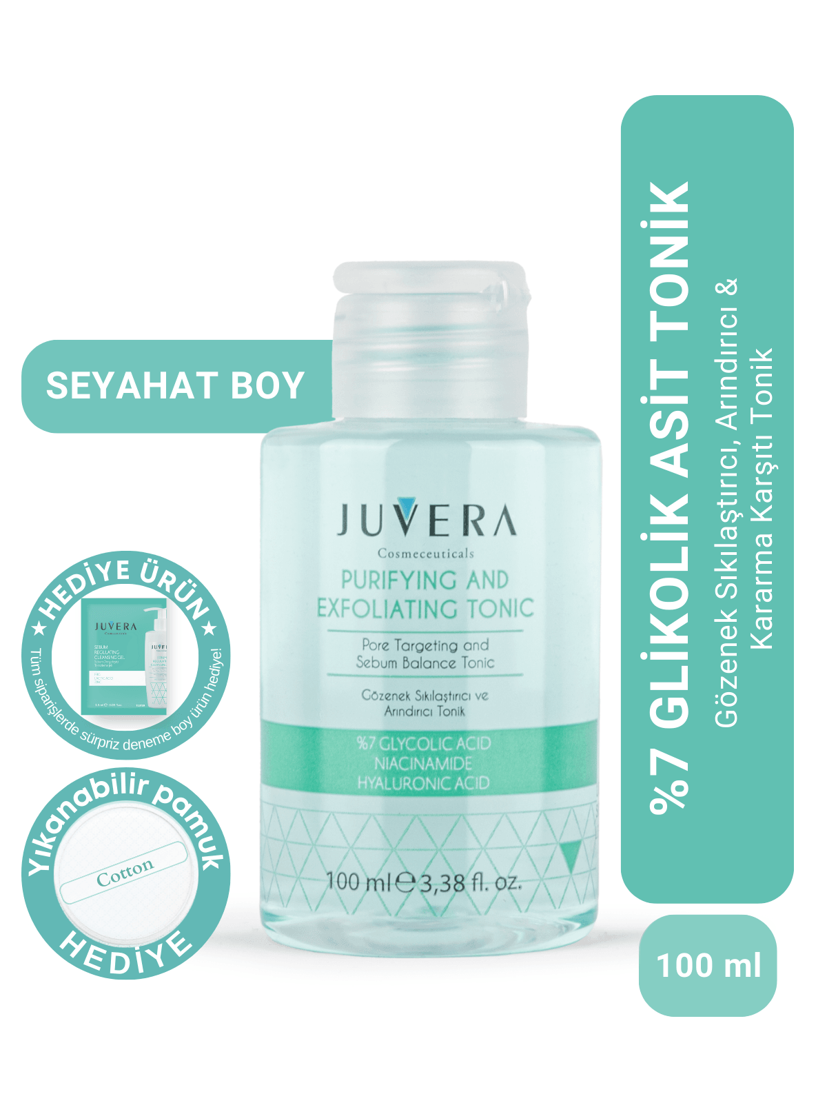 Juvera Purifying And Exfoliating Tonic - Gözenek Sıkılaştırıcı ve Arındırıcı %7 Glikolik Asit Tonik 100ml