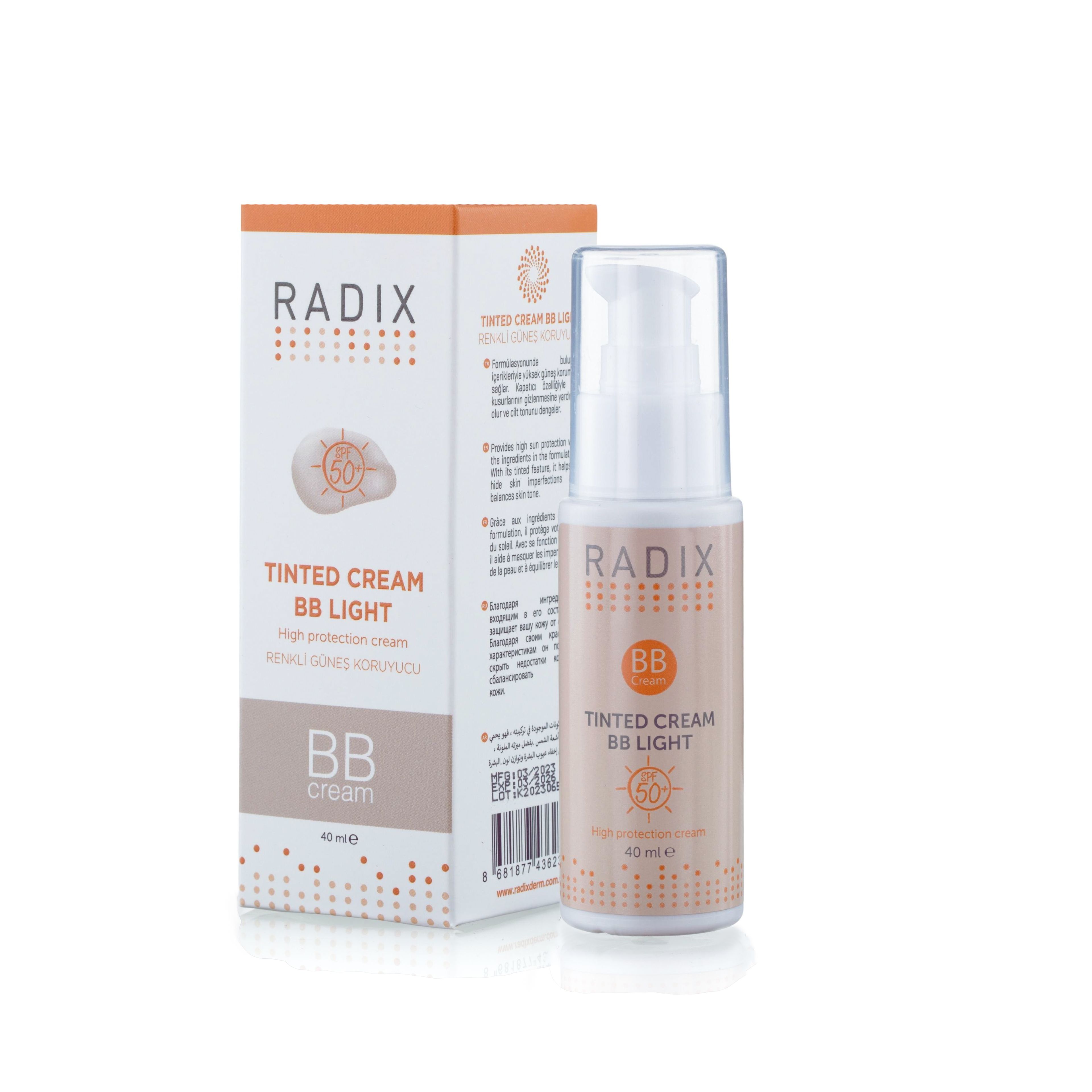 Radix Renkli Güneş Kremi - Tinted Cream Bb Light (açık-orta Ton) 50spf+ 40ml