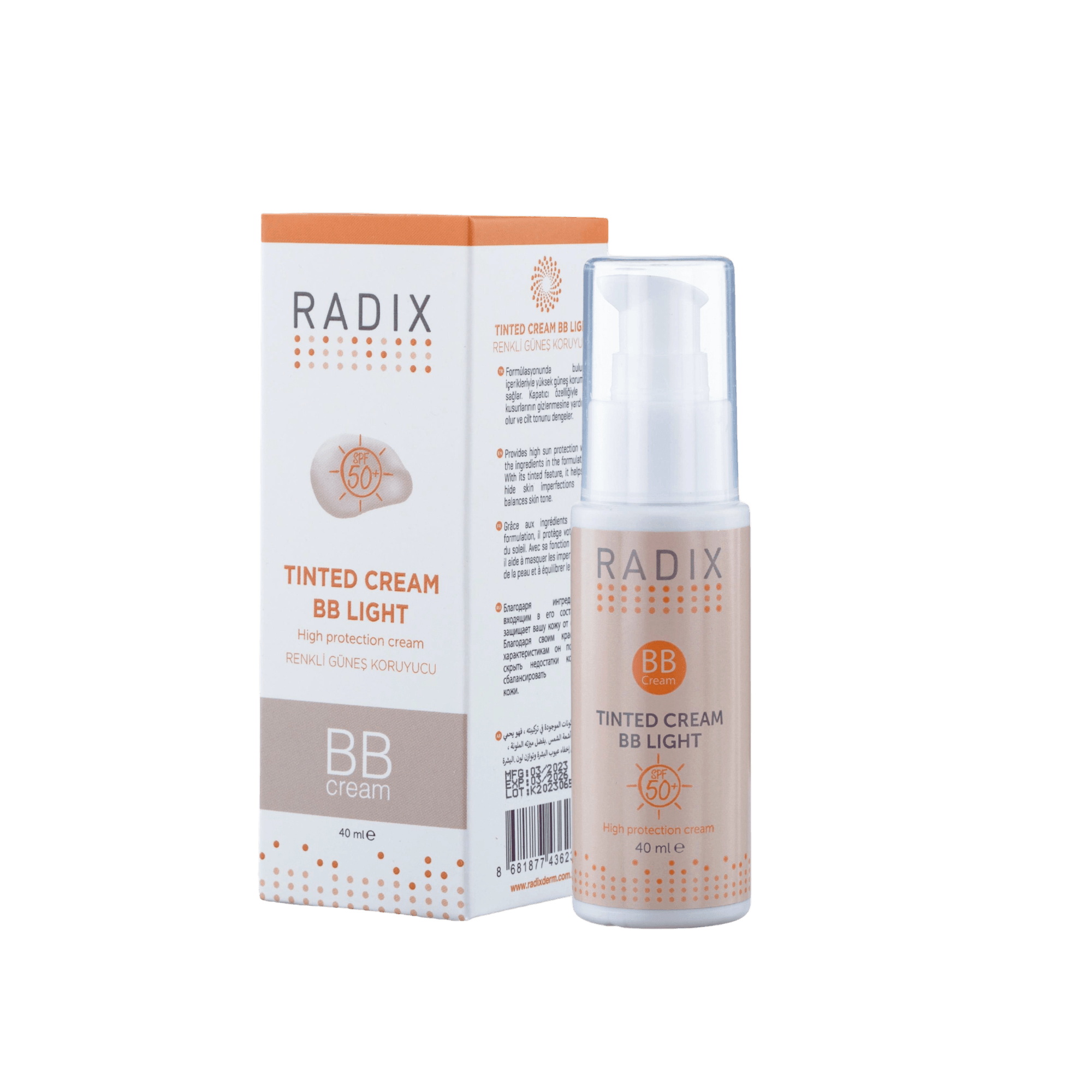 Radix Renkli Güneş Kremi - Tinted Cream Bb Light (açık-orta Ton) 50spf+ 40ml