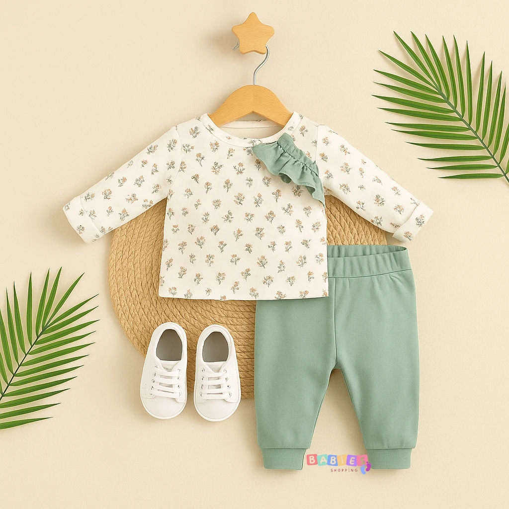 Kız Bebek Nervürlü 2'li Takım 6-18 Ay - Yeşil