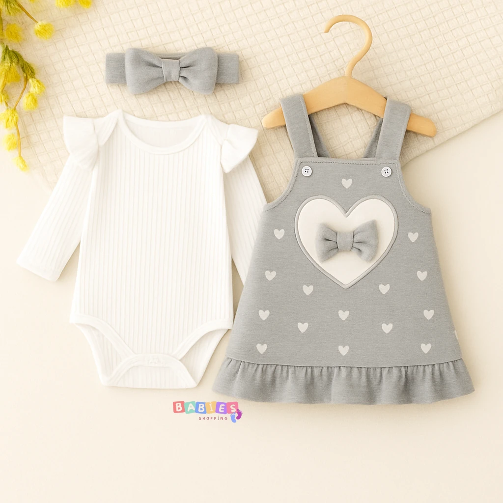 Kalpli Saç Bantlı Jile Takım - Gri