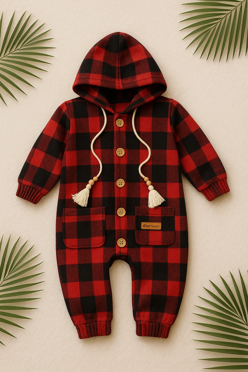 Kışlık Kapüşonlu Tulum - Kırmızı