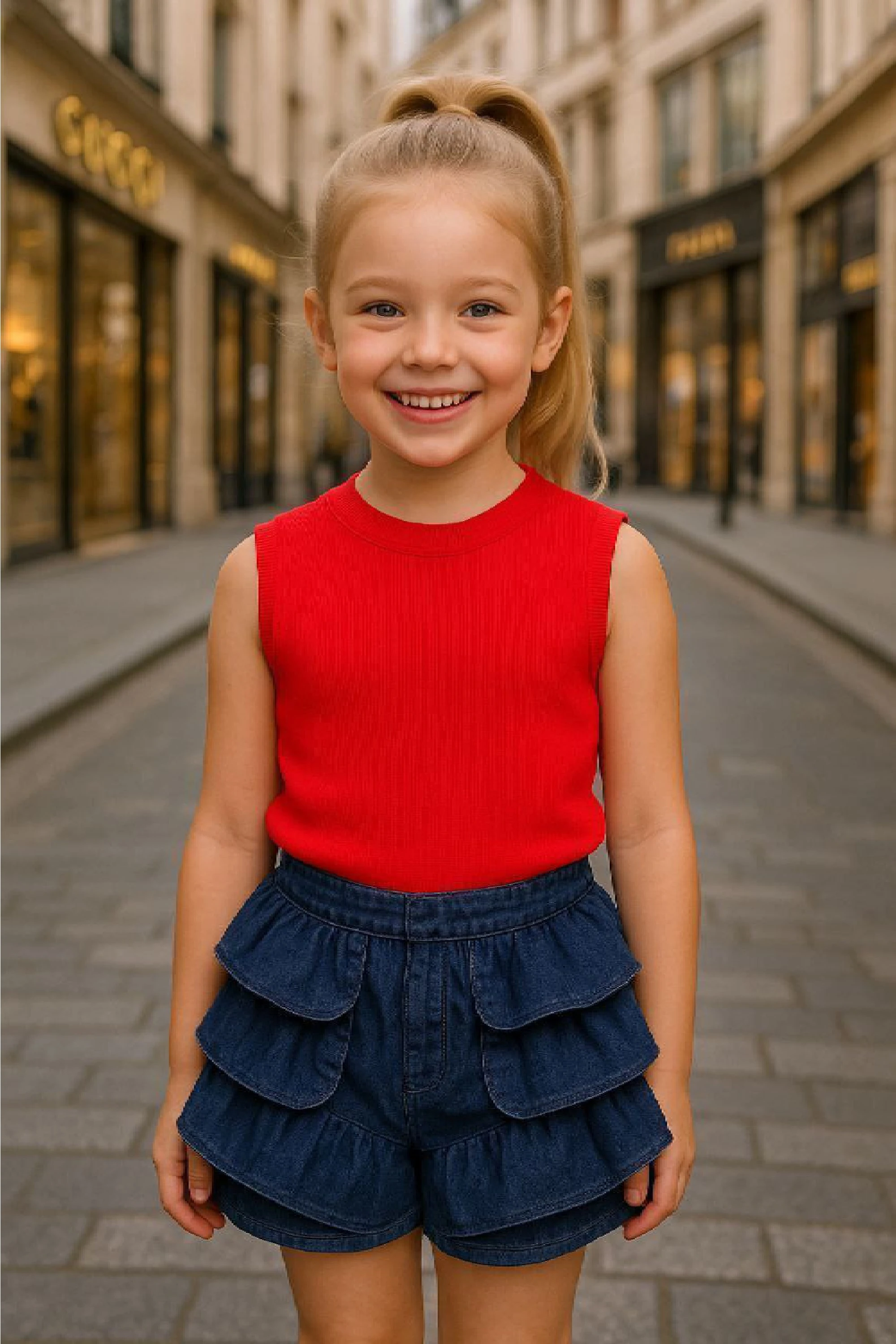 Fırfırlı Kat Kat Şort Etek İkili Takım