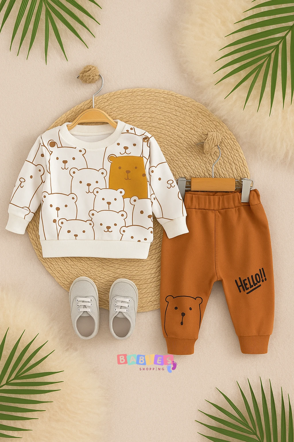 Hello Ayılar 2'li Erkek Bebek Takım - Turuncu