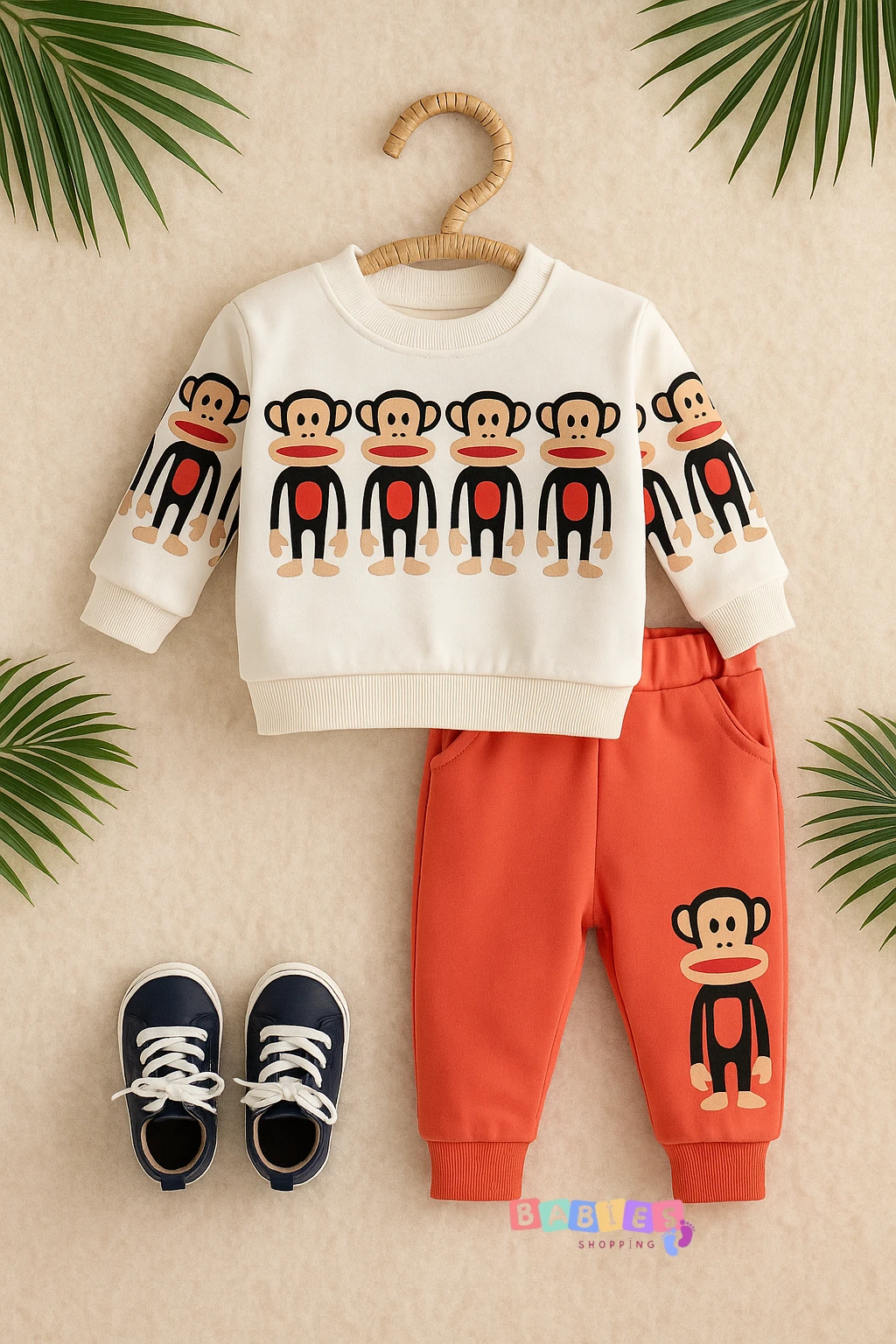 Sıralı Sevimli Maymunlar İkili Takım - Turuncu