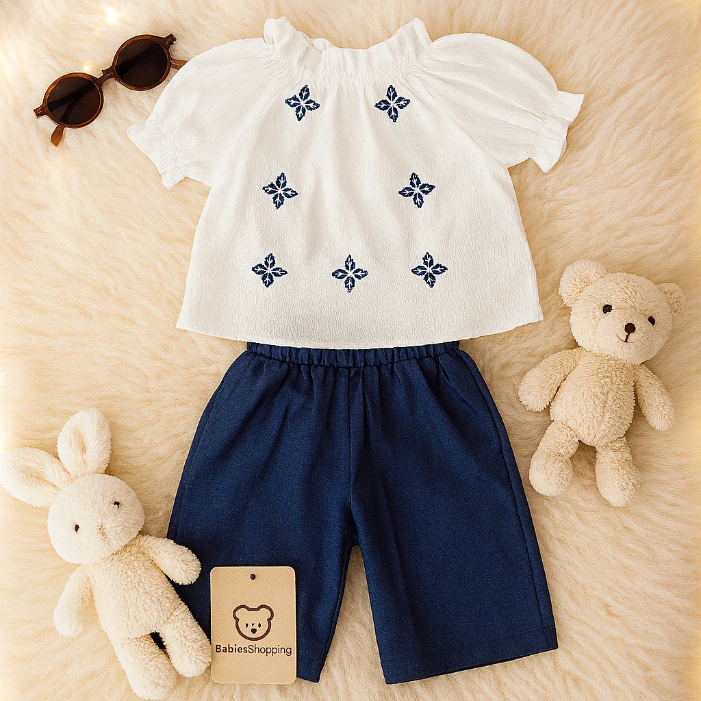 Gipeli Nakışlı Bluz Bol Pantolon Takım