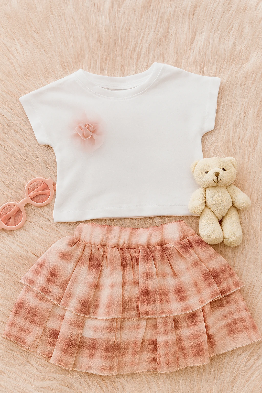 Katlı Şifon Etek Takım