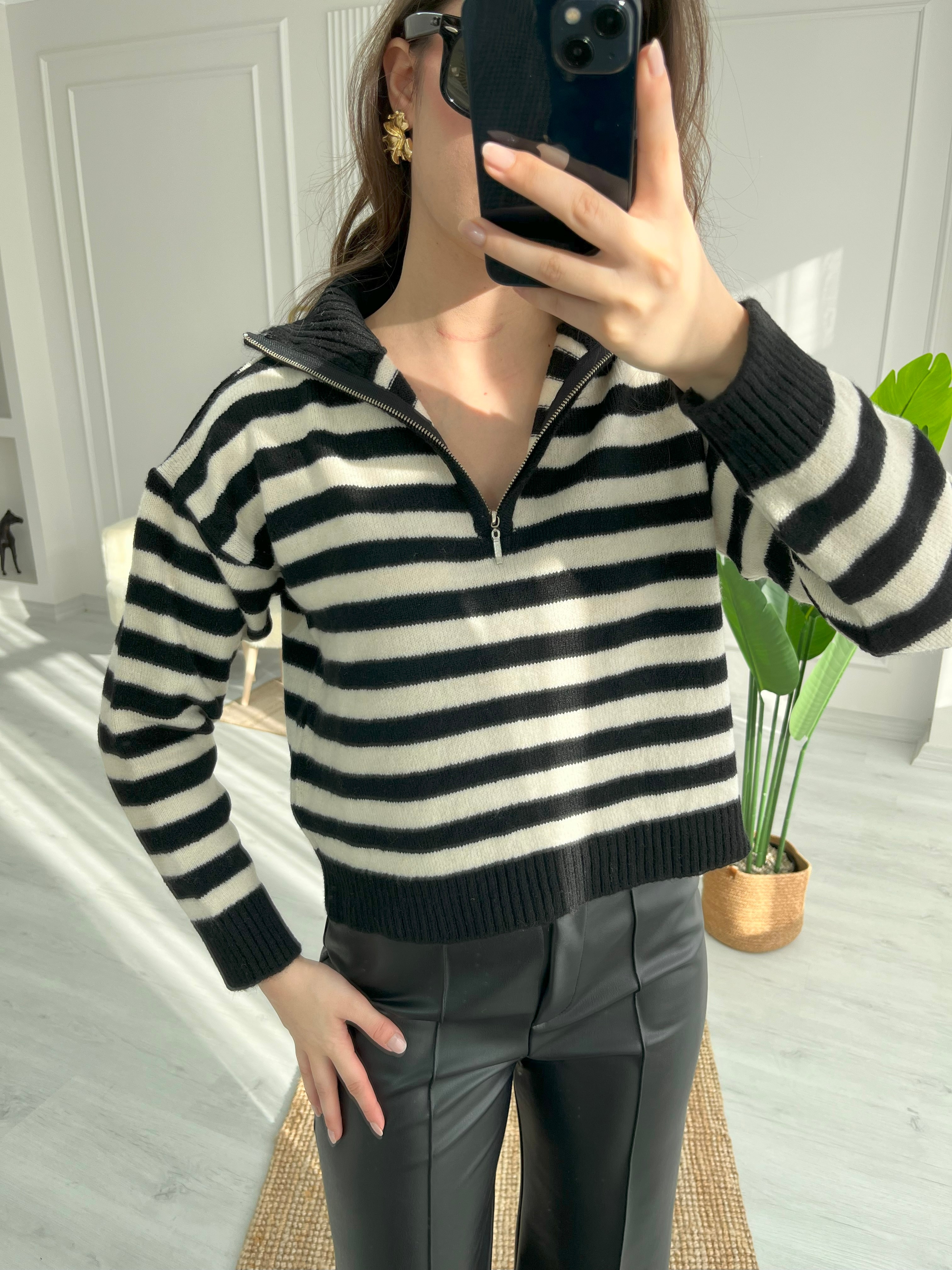 ÇİZGİLİ FERMUARLI CROP