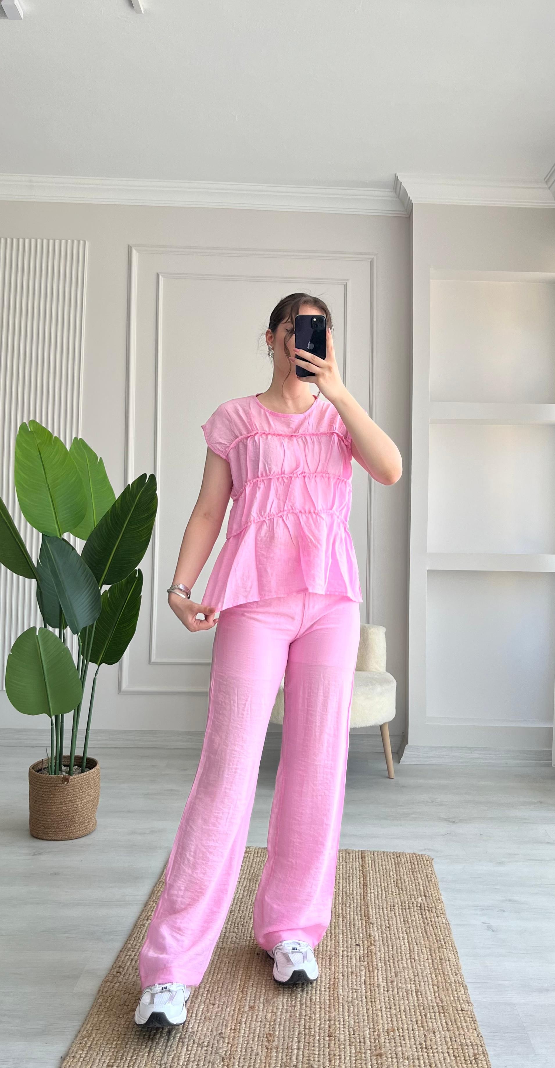 BİYE BÜZGÜ TAKIM - PEMBE