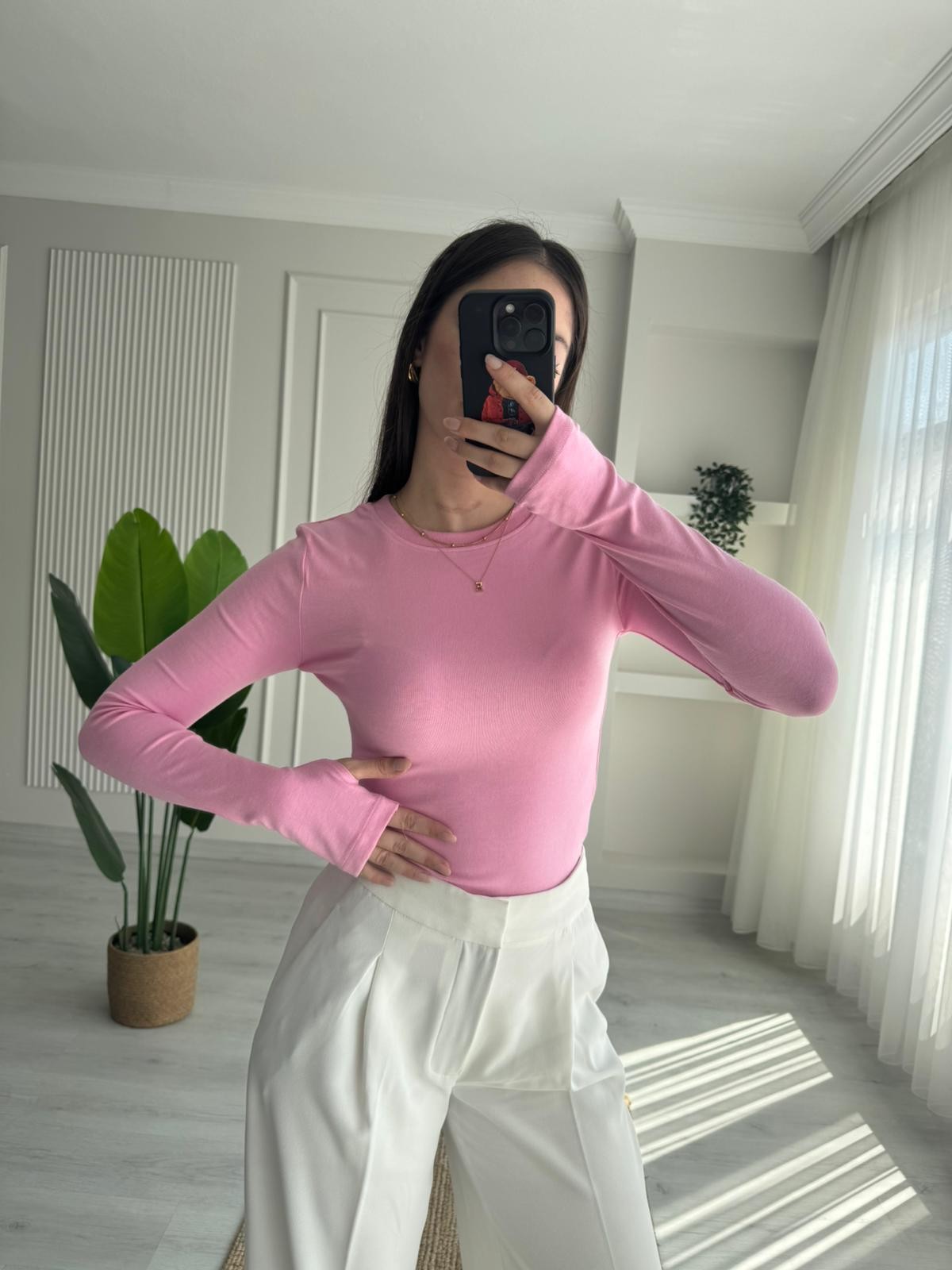 OYS PARMAK GEÇMELİ BODY - PEMBE