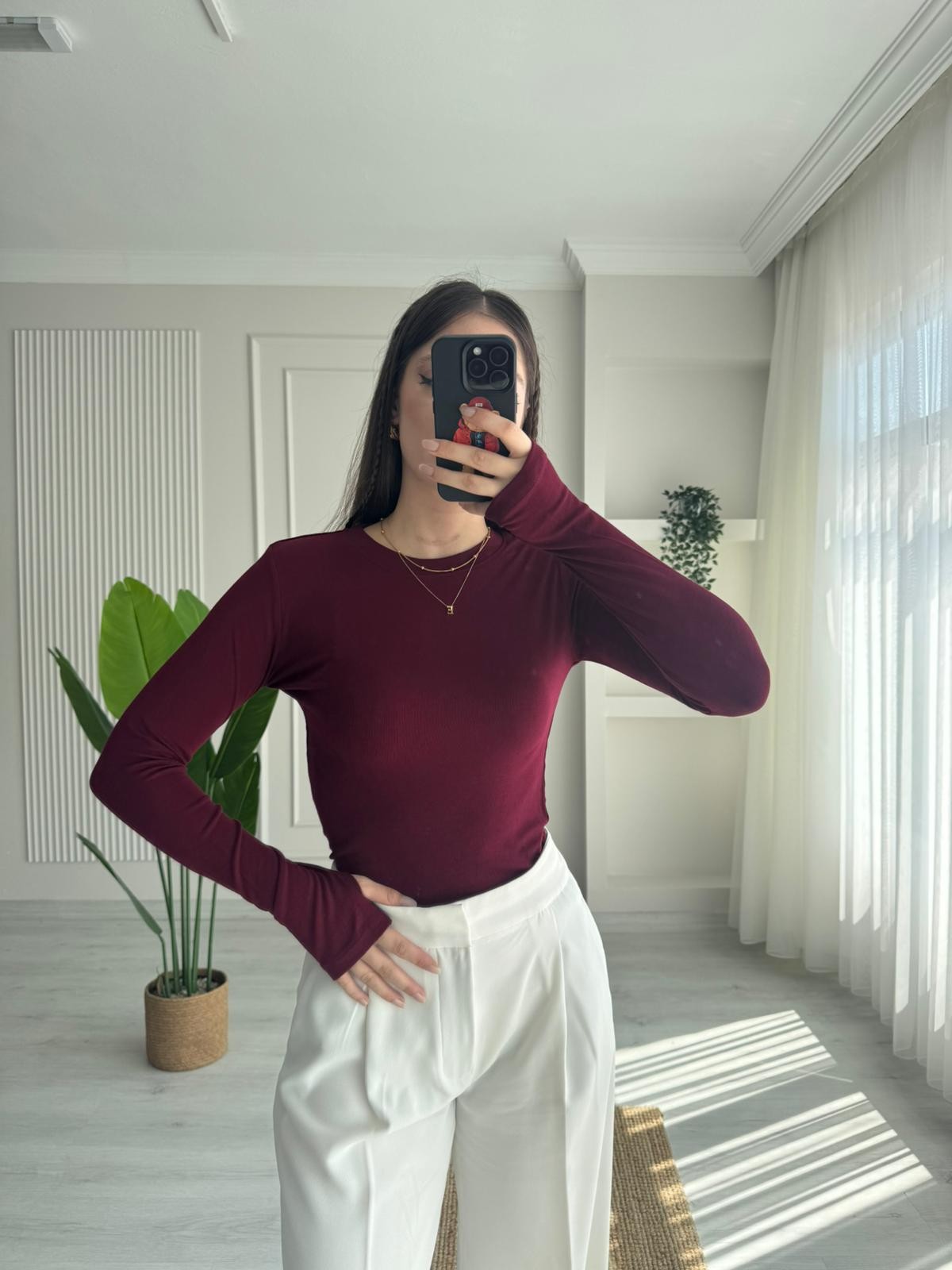 OYS PARMAK GEÇMELİ BODY - BORDO