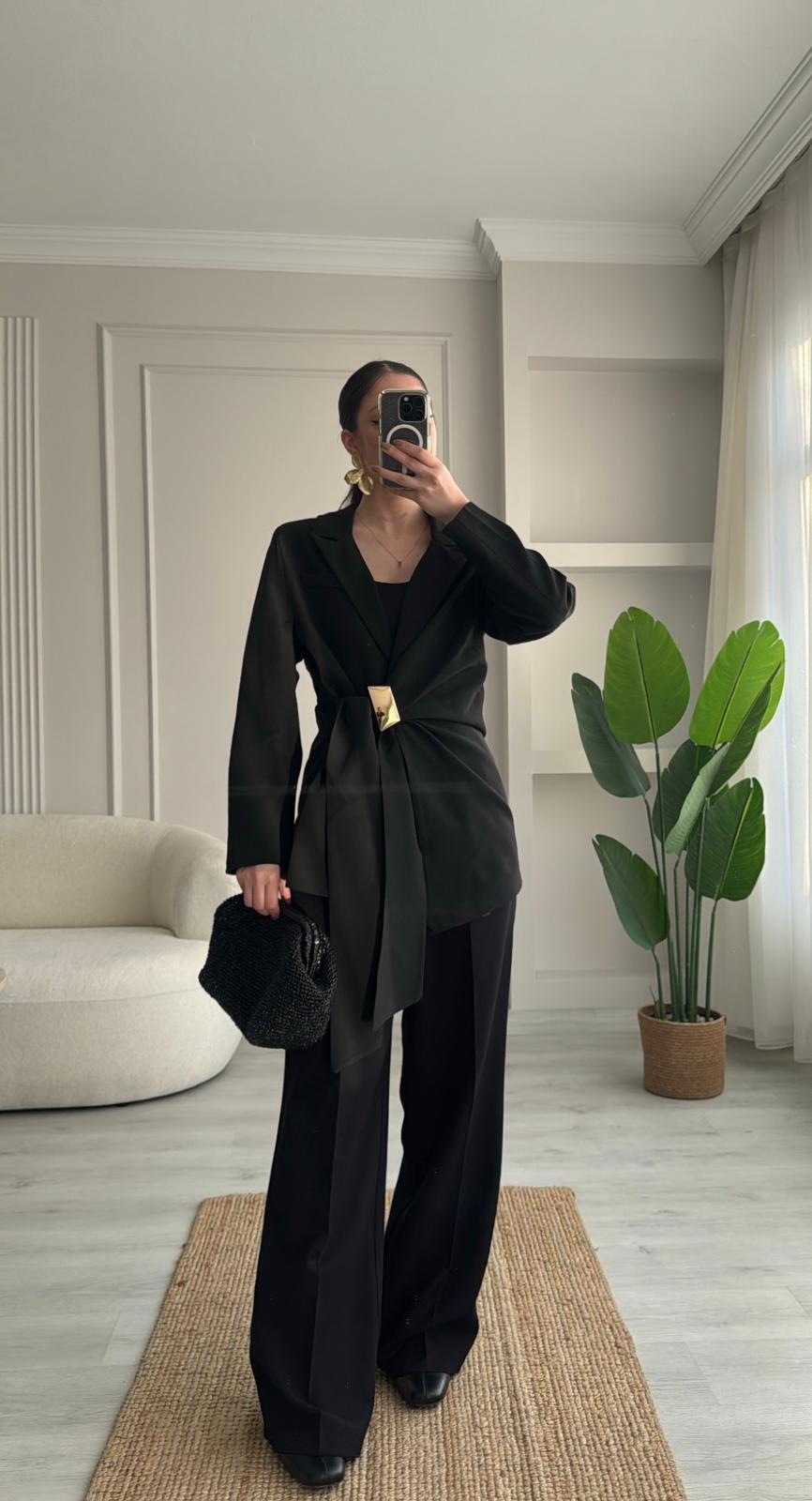 TOKA DETAYLI CEKET  - SİYAH