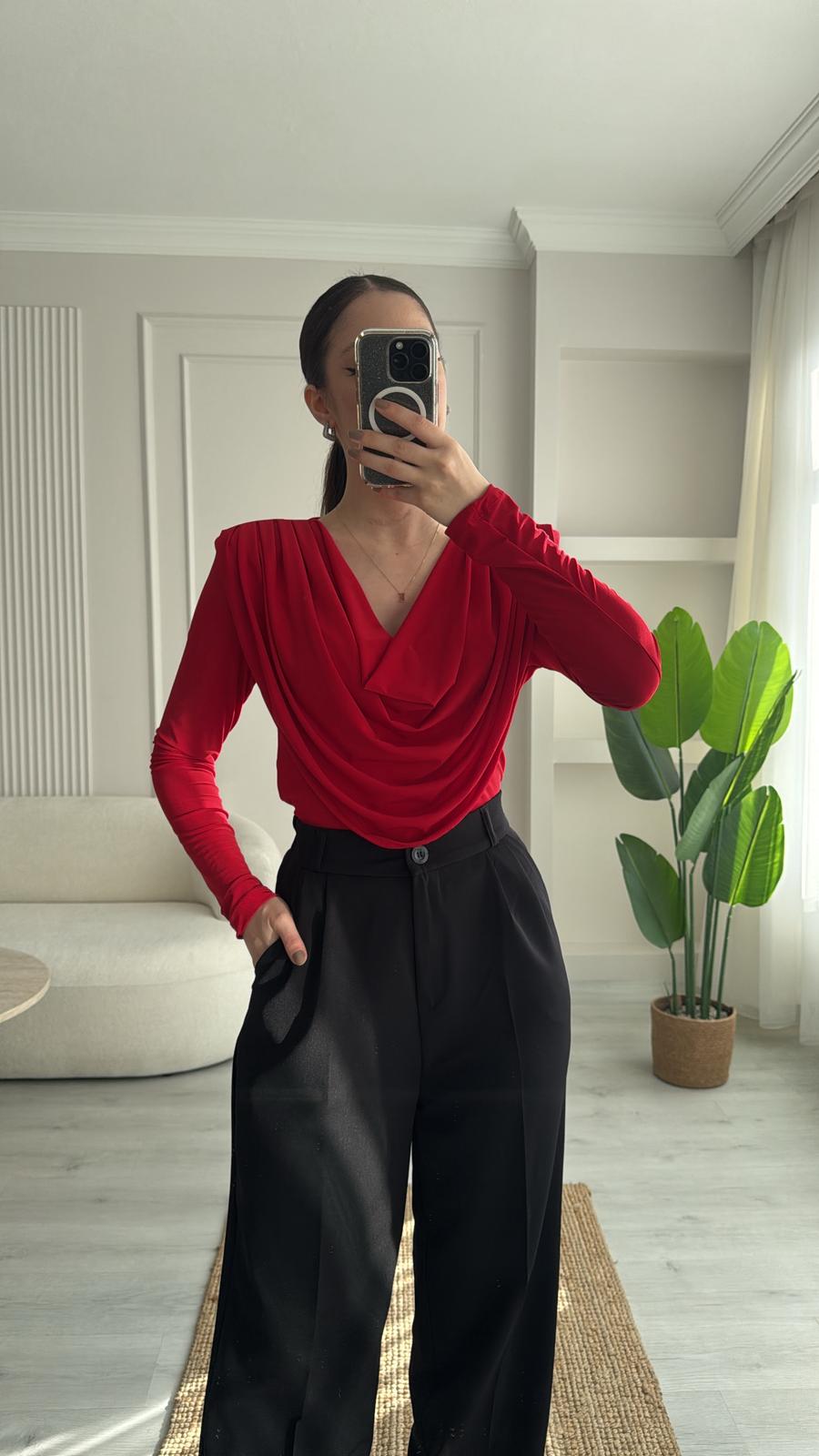 DEGAJE VATKALI BLUZ  - KIRMIZI