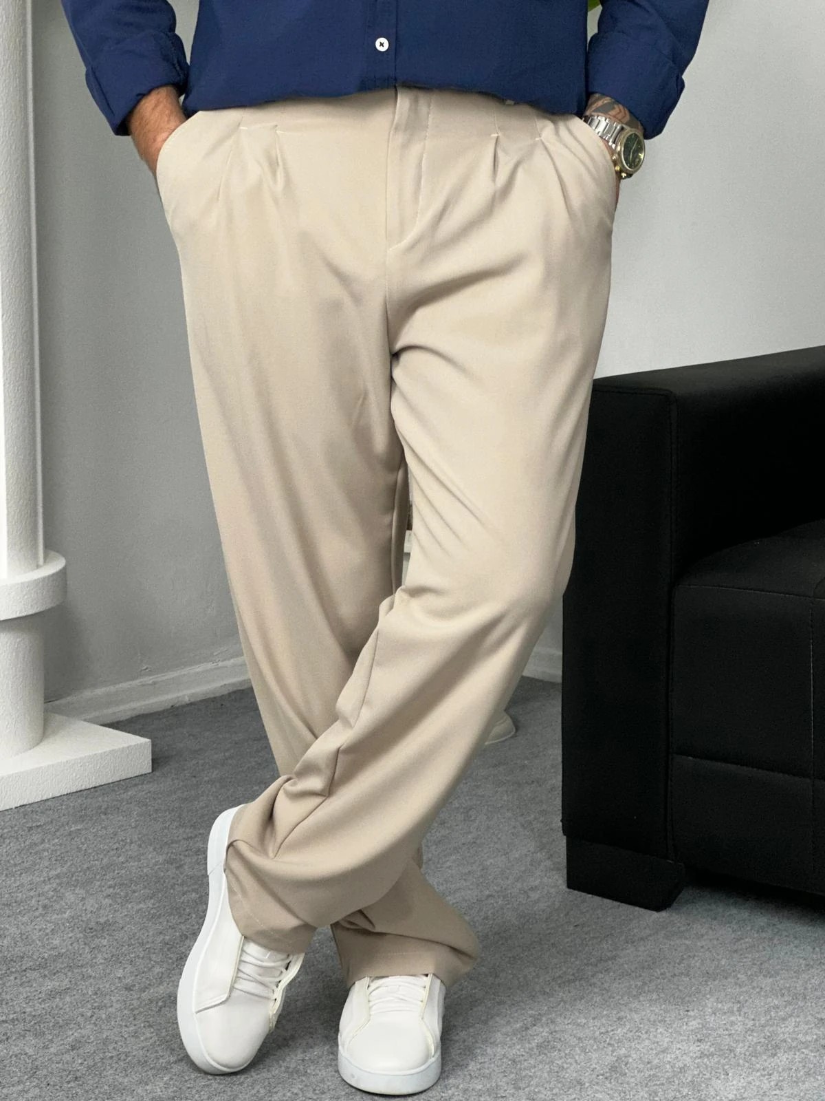 Baggy Paça Venüs Pantolon - Bej