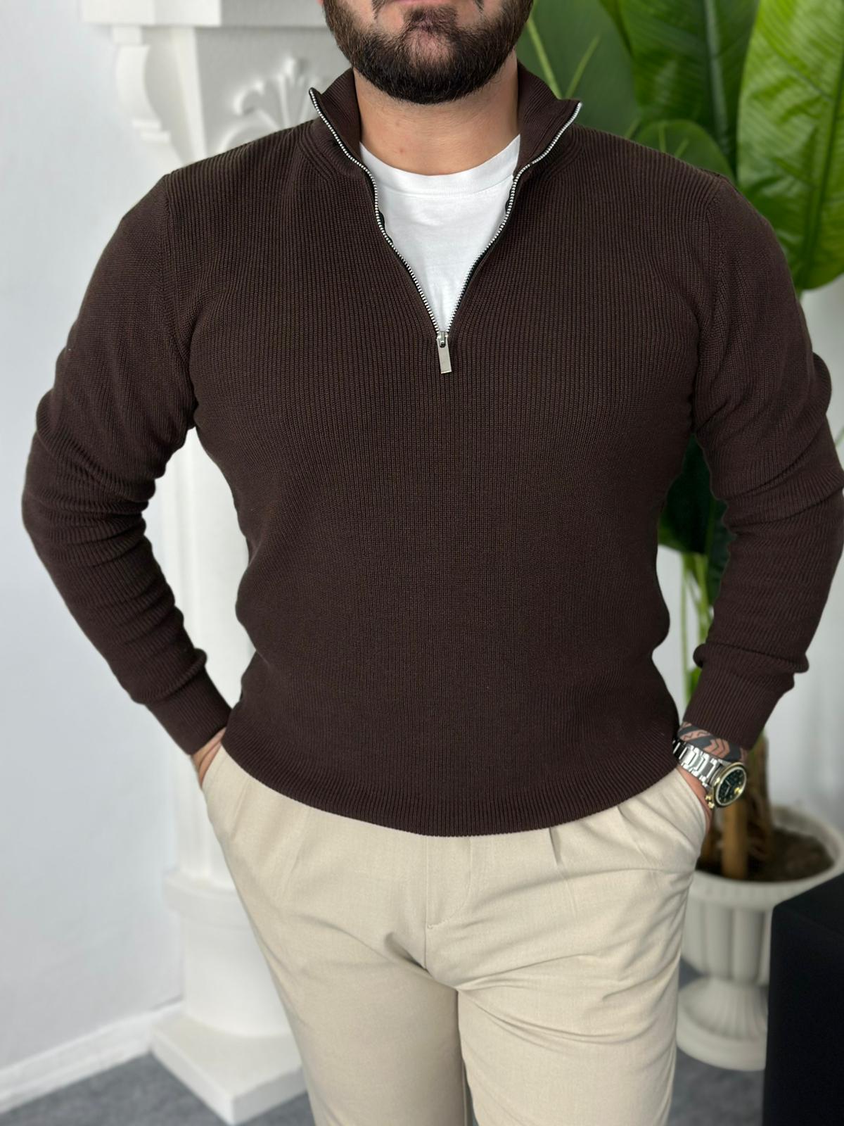 örme yarım fermuar triko kazak