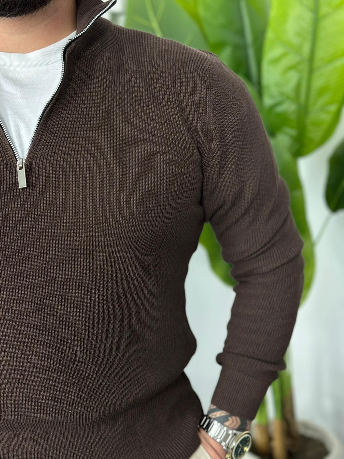 örme yarım fermuar triko kazak