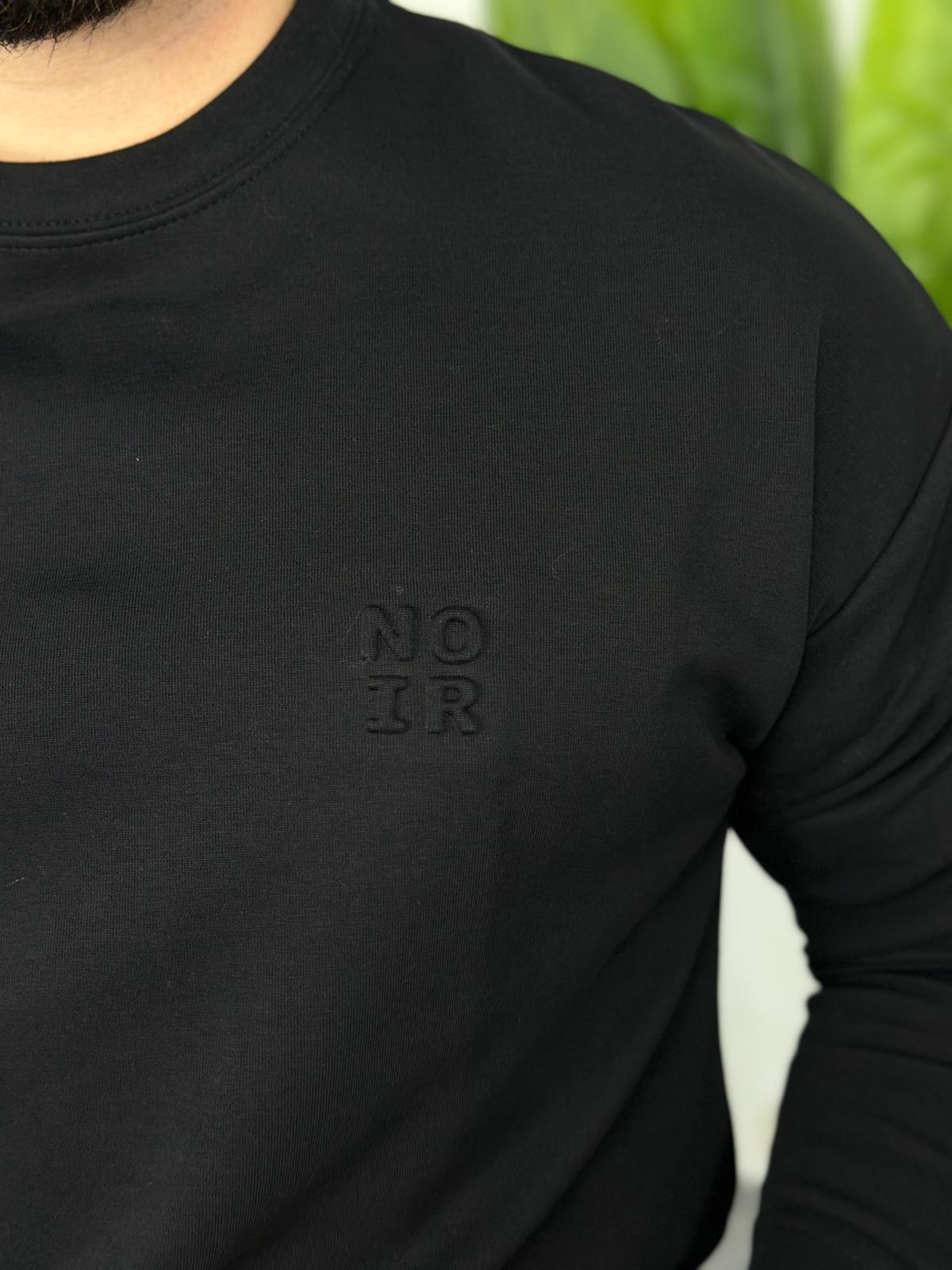 Kabartma baskılı bisiklet yaka iki iplik sweatshirt