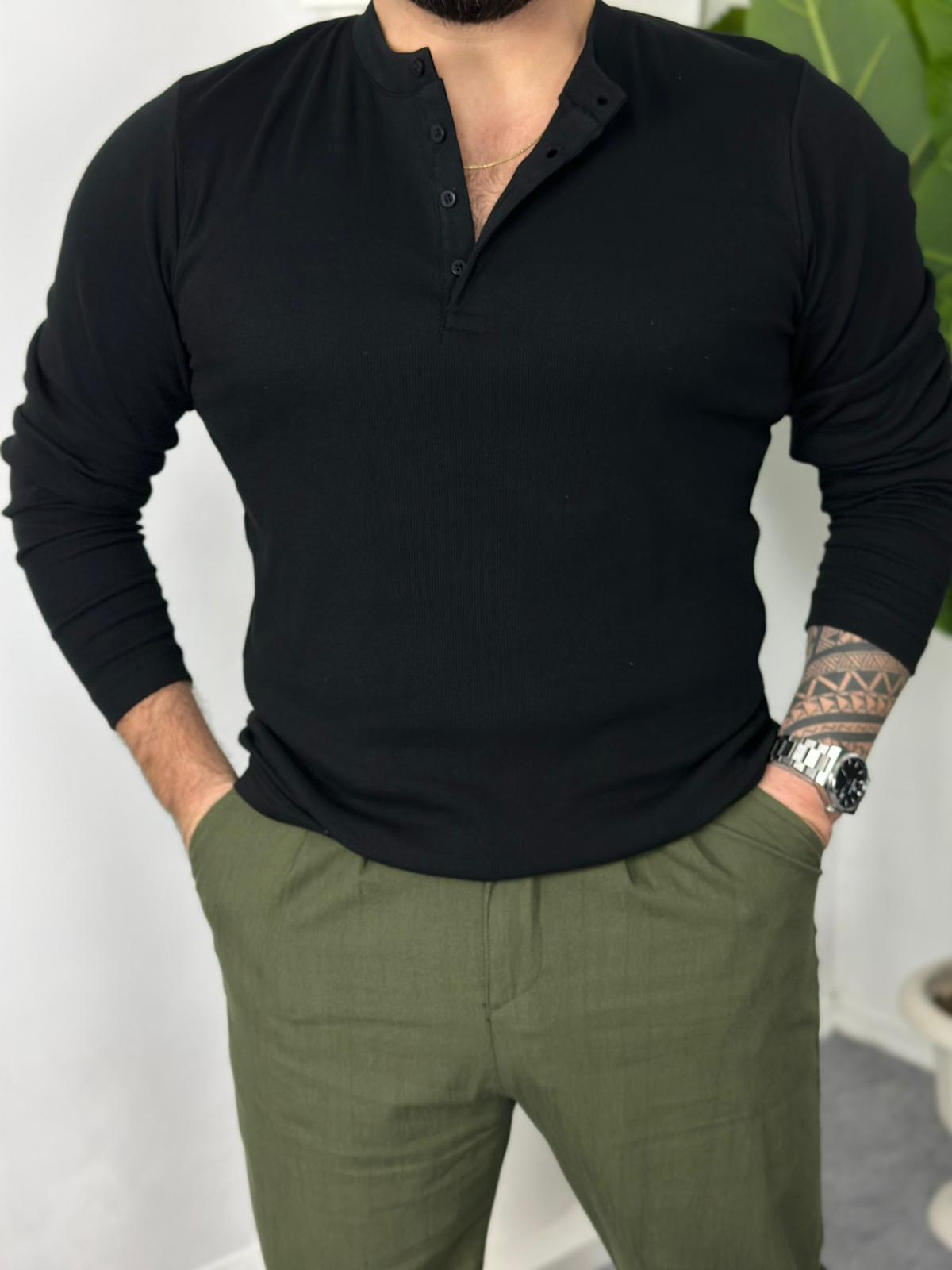 Düğmeli fitilli sweatshirt