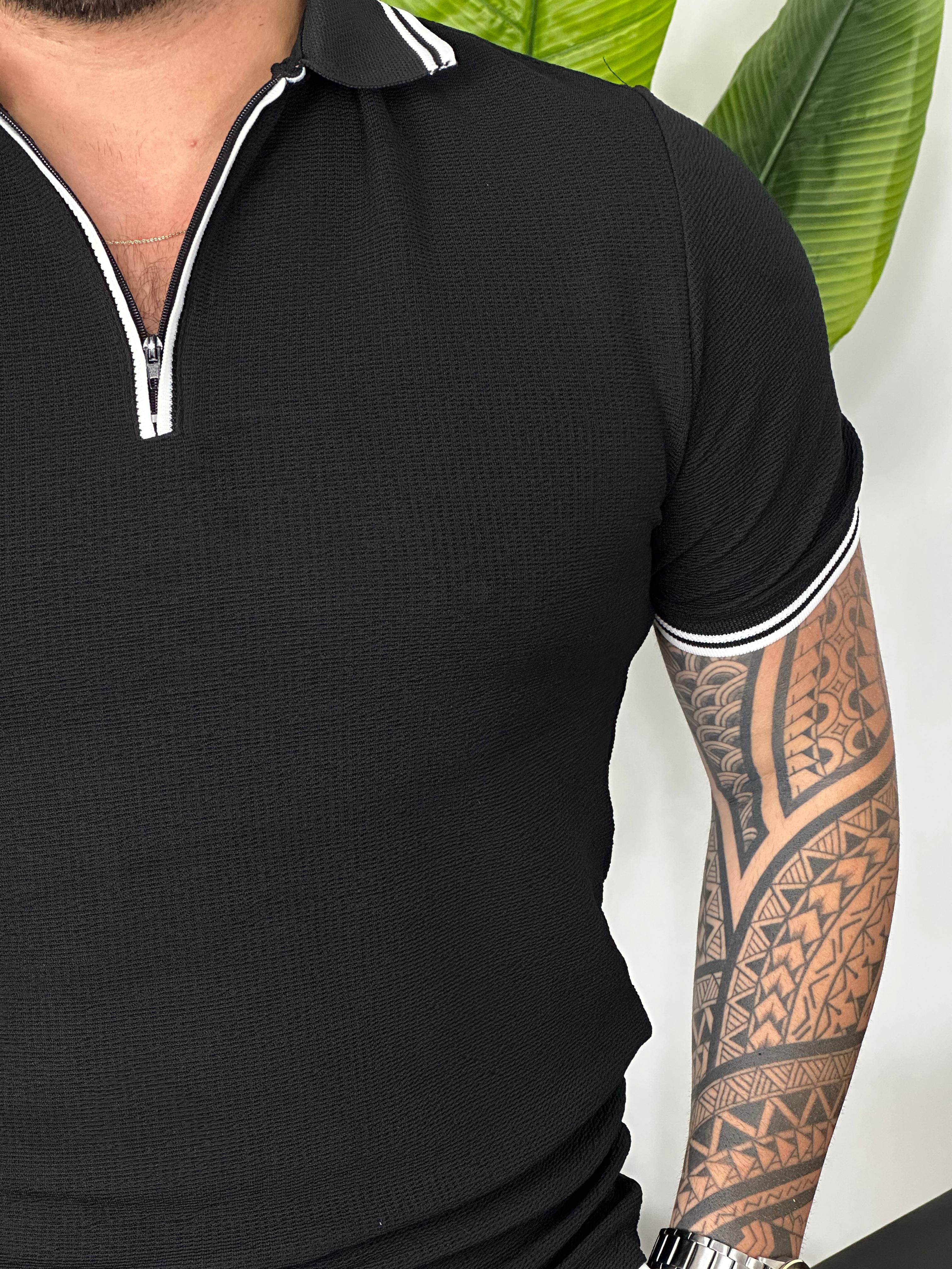 Polo Yaka Malibu Fermuarlı T-shirt