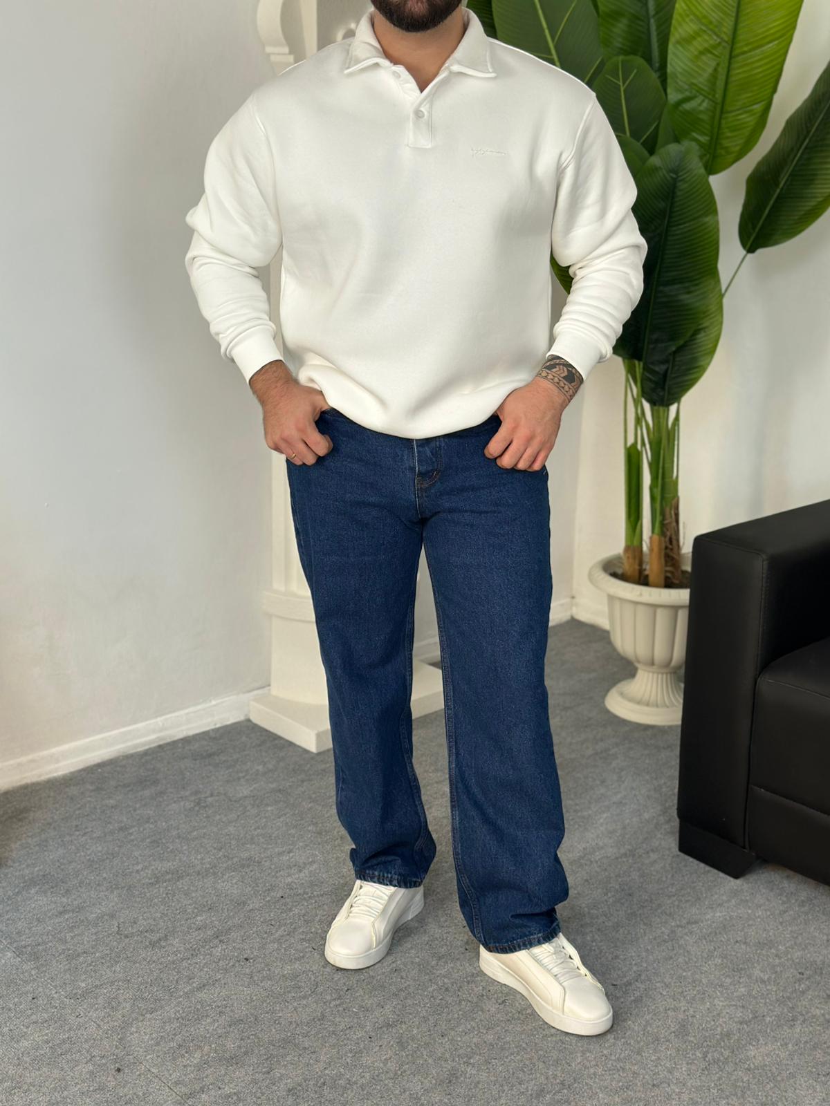 Üç İplik Polo Yaka Sweat