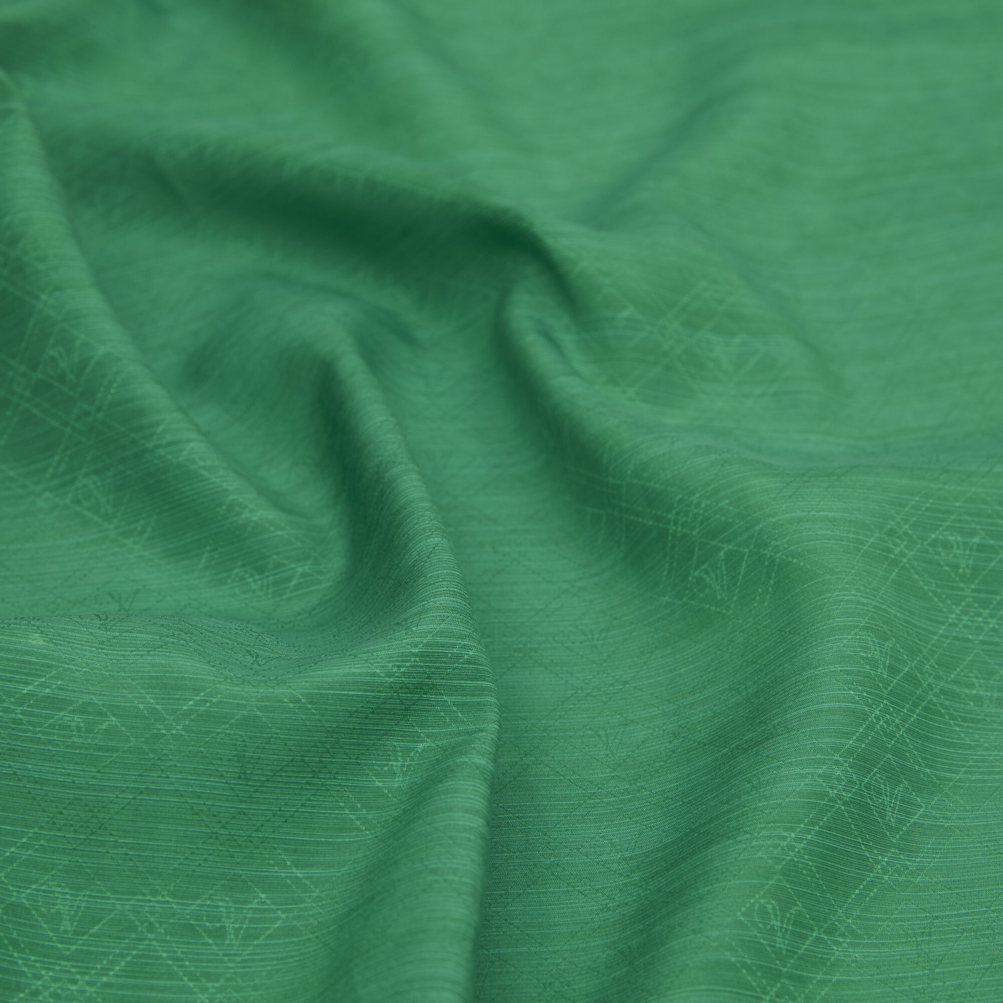 Zümrüt Yeşili Monogram Desen V Jakarlı Pamuk İpek Şal