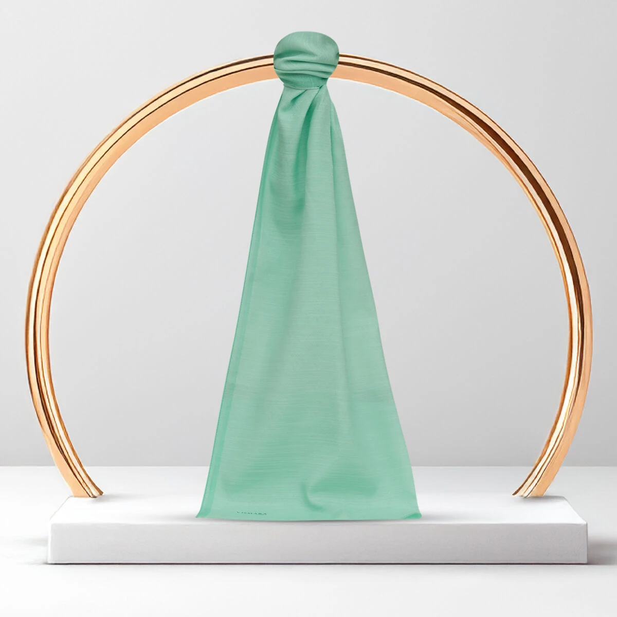 Su Yeşili Monogram Desen V Jakarlı Pamuk İpek Şal