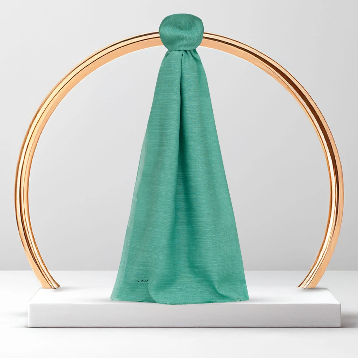 Mint Monogram Desen V Jakarlı Pamuk İpek Şal