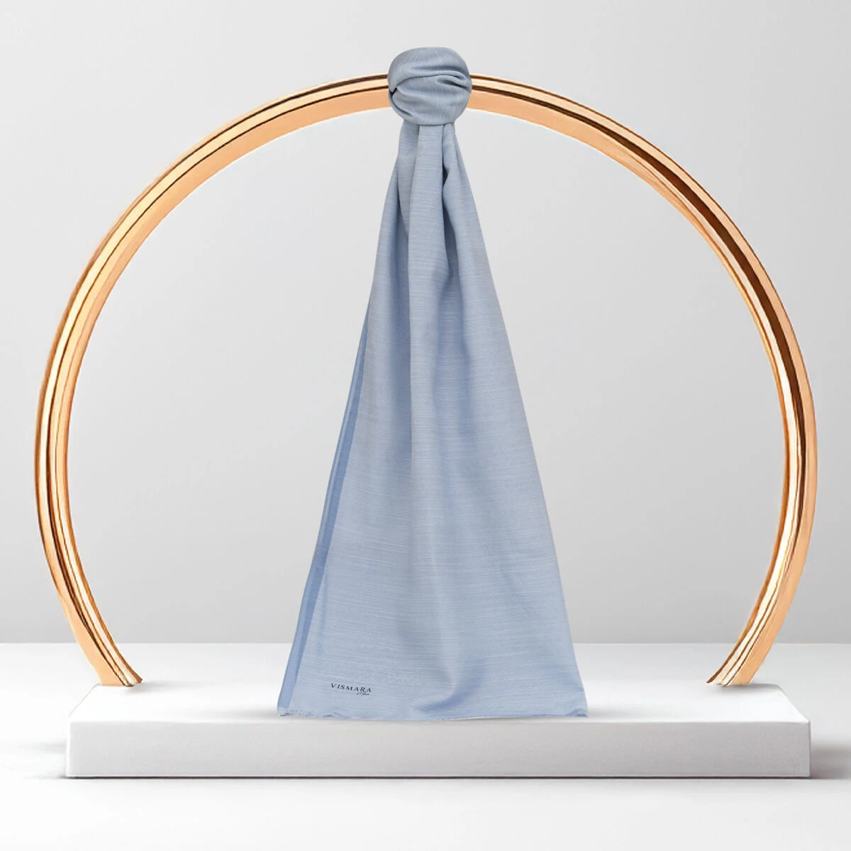 Bebe Mavisi Monogram Desen V Jakarlı Pamuk İpek Şal