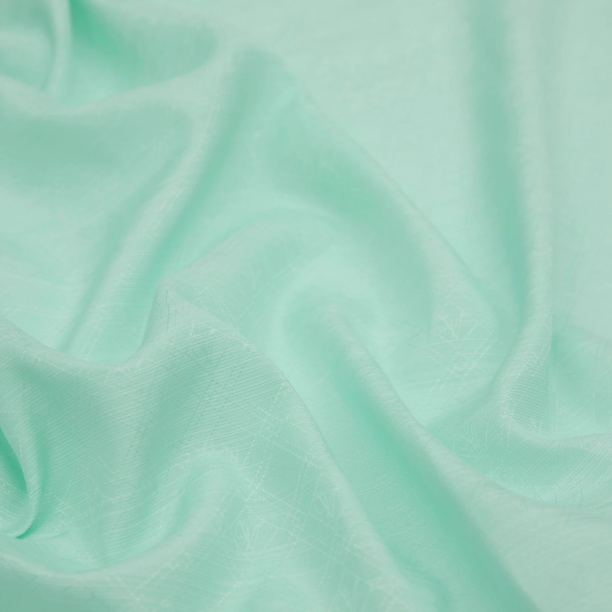 Su Yeşili Monogram Desen V Jakarlı Pamuk İpek Şal