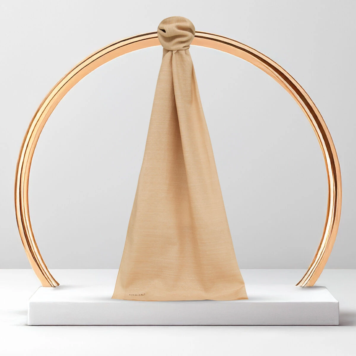 Osmanlı Beji Monogram Desen V Jakarlı Pamuk İpek Şal