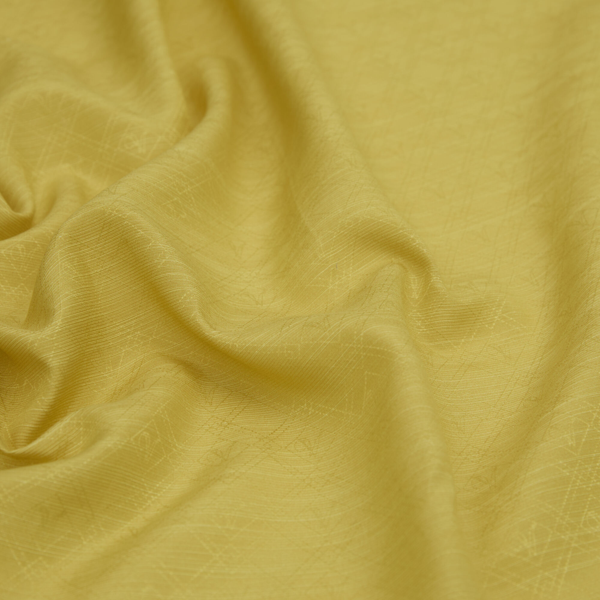 Sarı Monogram Desen V Jakarlı Pamuk İpek Şal