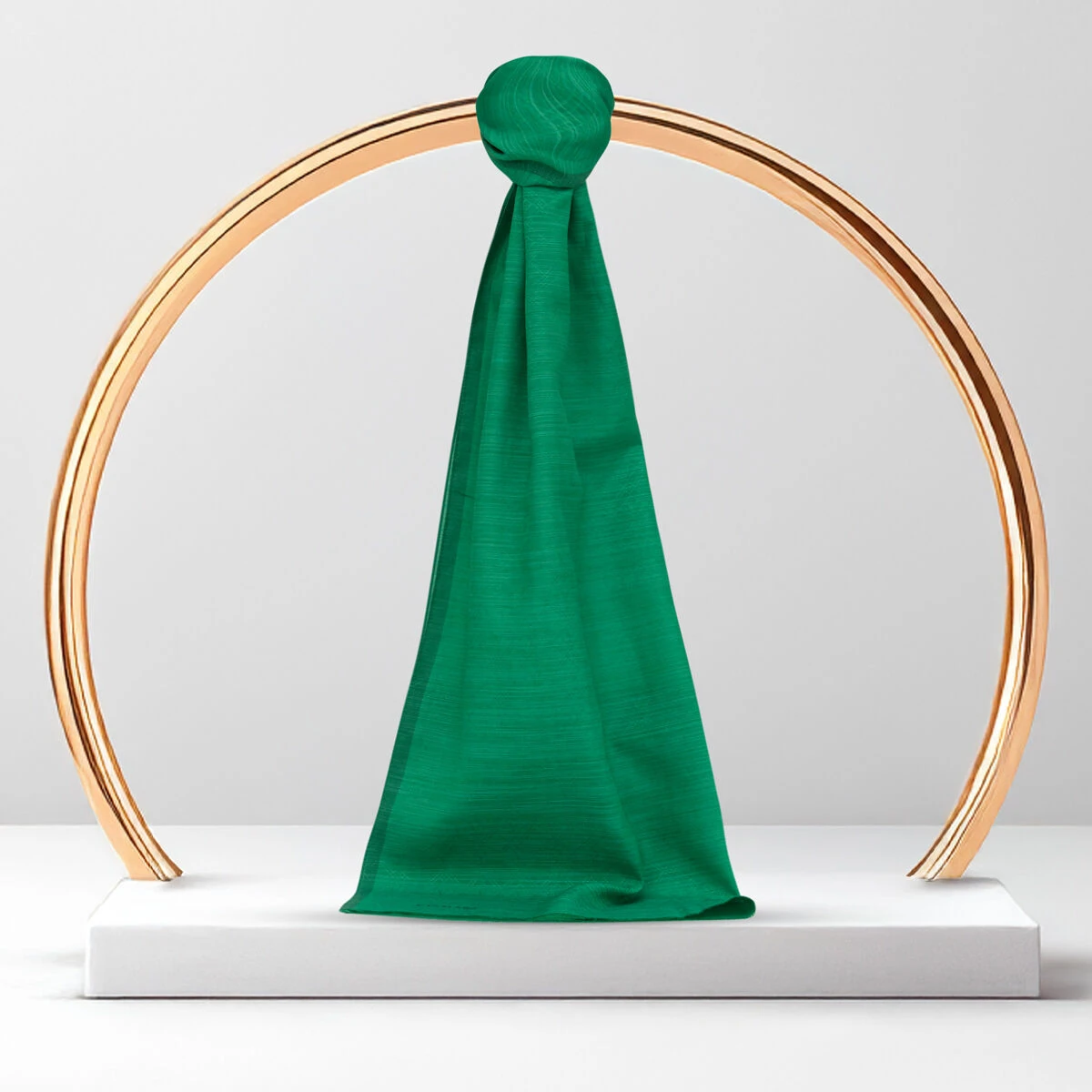 Zümrüt Yeşili Monogram Desen V Jakarlı Pamuk İpek Şal