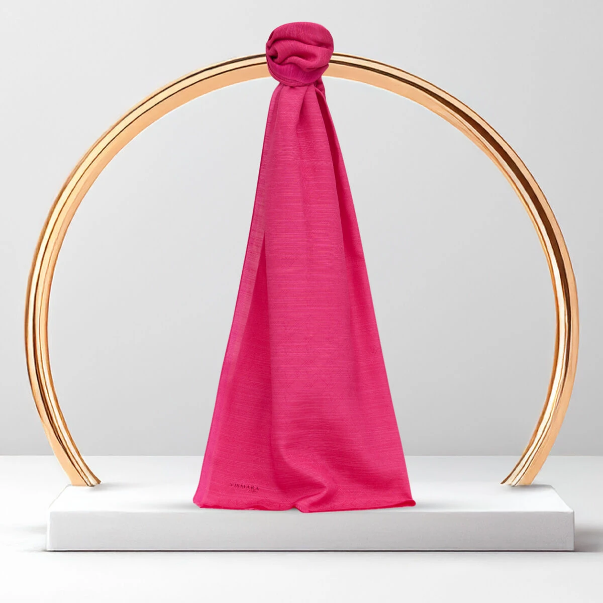 Fuşya Monogram Desen V Jakarlı Pamuk İpek Şal