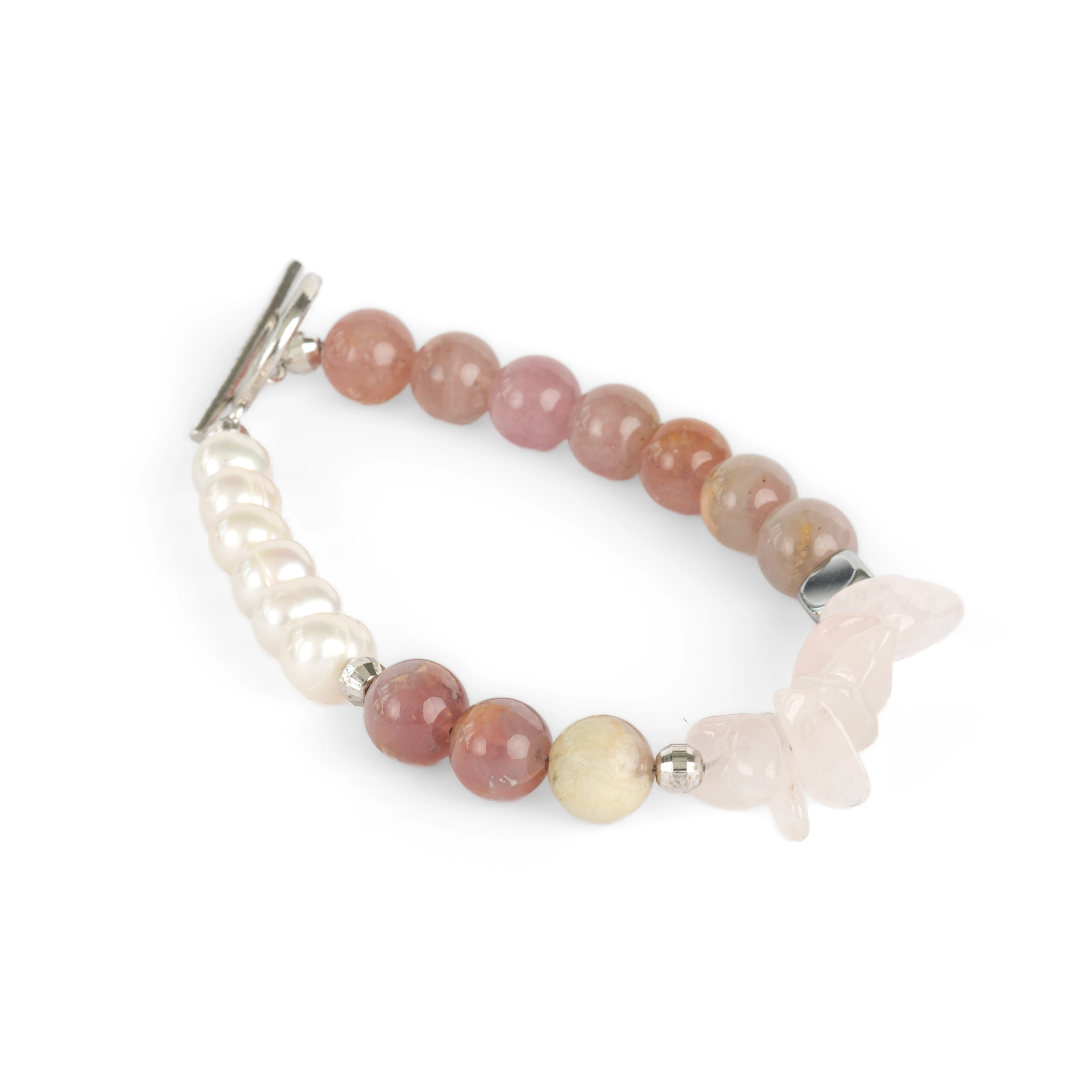 Rosavia Pembe Quartz ve İnci Kadın Bileklik