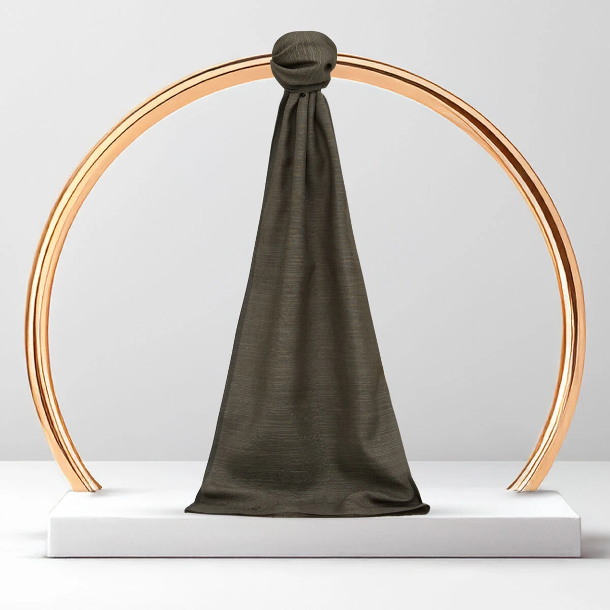 Füme Monogram Desen V Jakarlı Pamuk İpek Şal