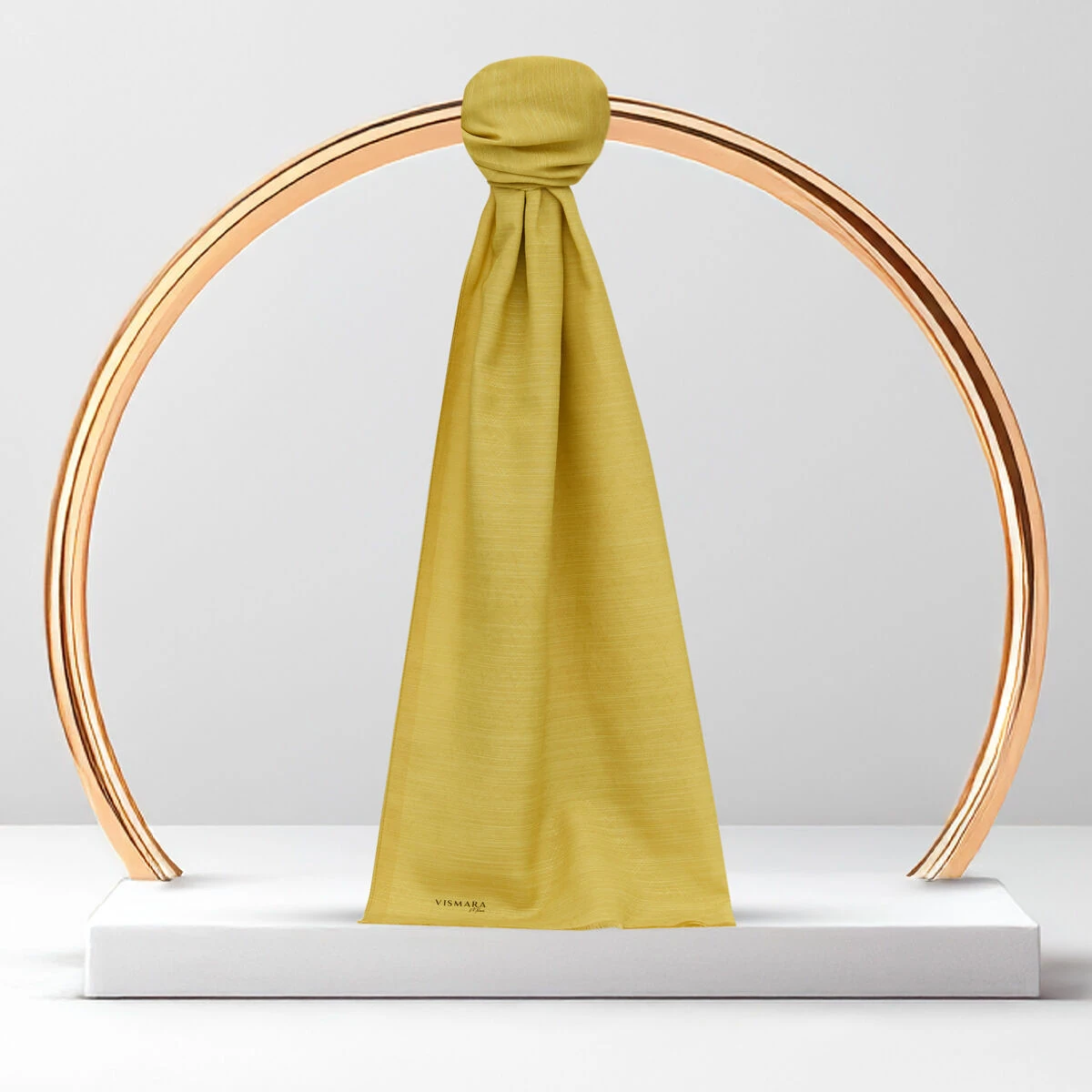 Sarı Monogram Desen V Jakarlı Pamuk İpek Şal