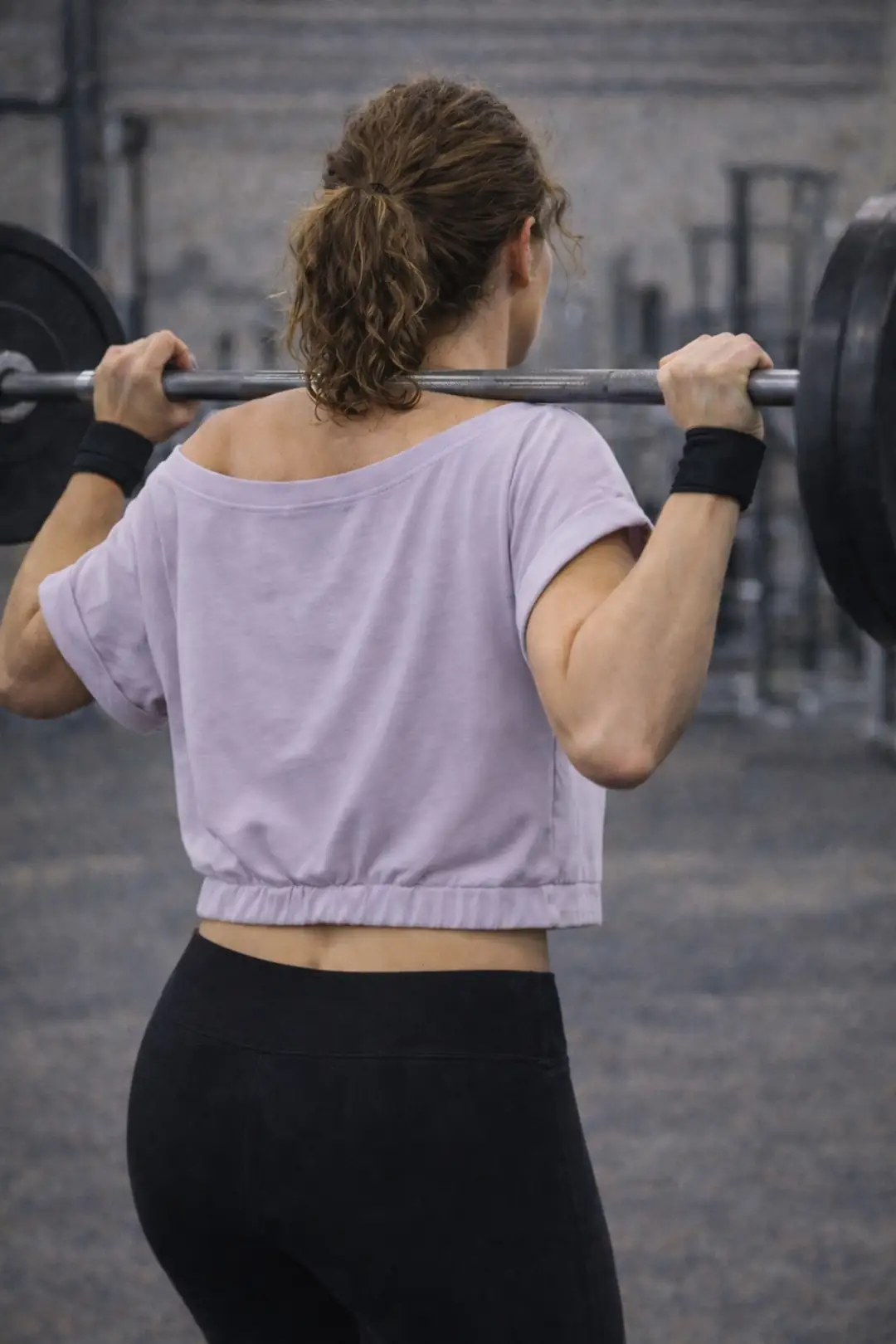 Kadın Lila Kayık Yaka Kısa Kollu Tişört