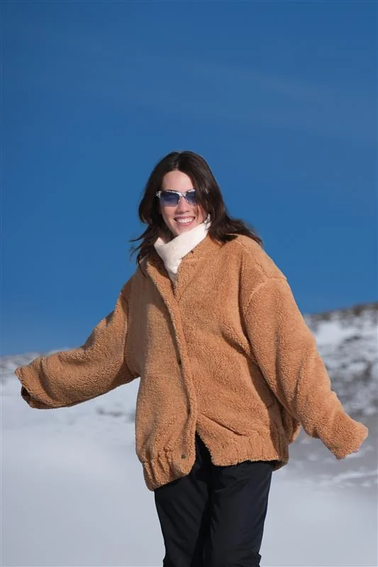 Suni Yünlü Oversize Bomber Ceket