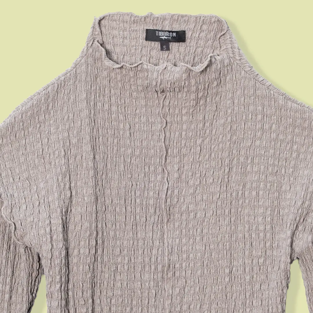 Bürümcük Kumaş Kahverengi Asimetrik Bluz