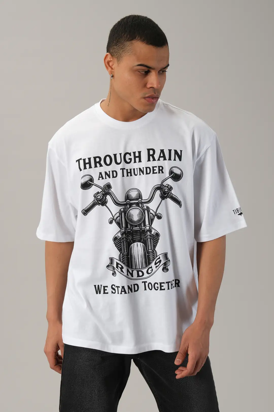 Rain Dogs Motor ve Slogan Baskılı Tişört