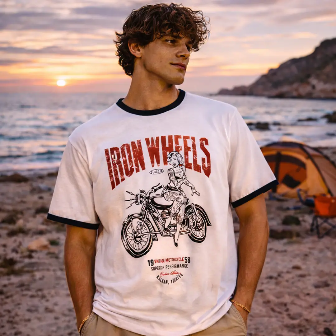 Kontrast Biye Detaylı Erkek Regular Beyaz Tişört