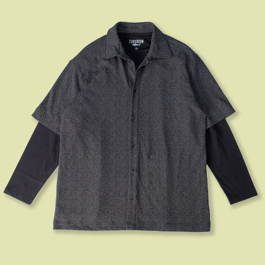 Çift Etkili Siyah Çizgili Erkek Gömlek