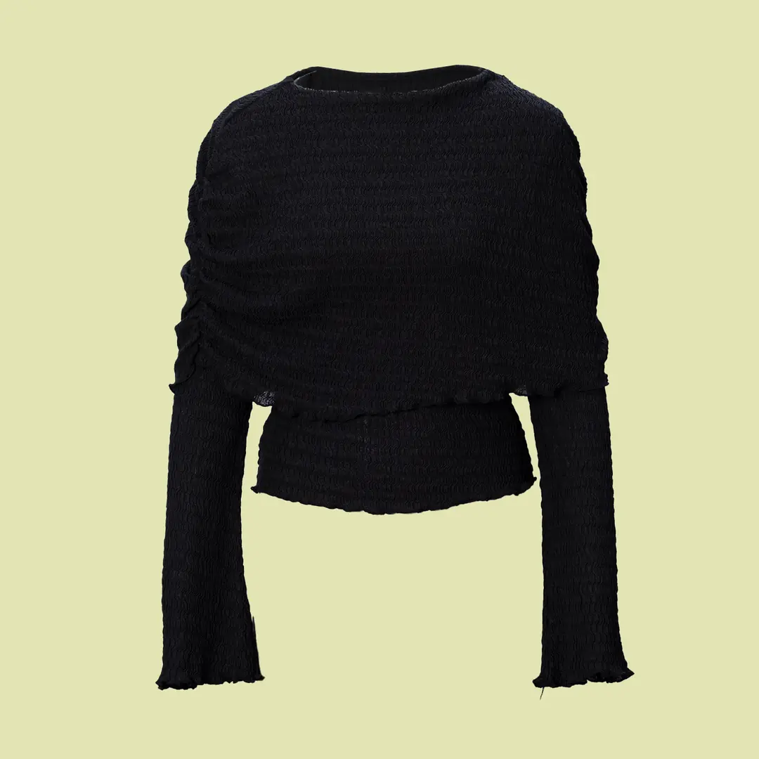 Bürümcük Kumaş Siyah Bluz