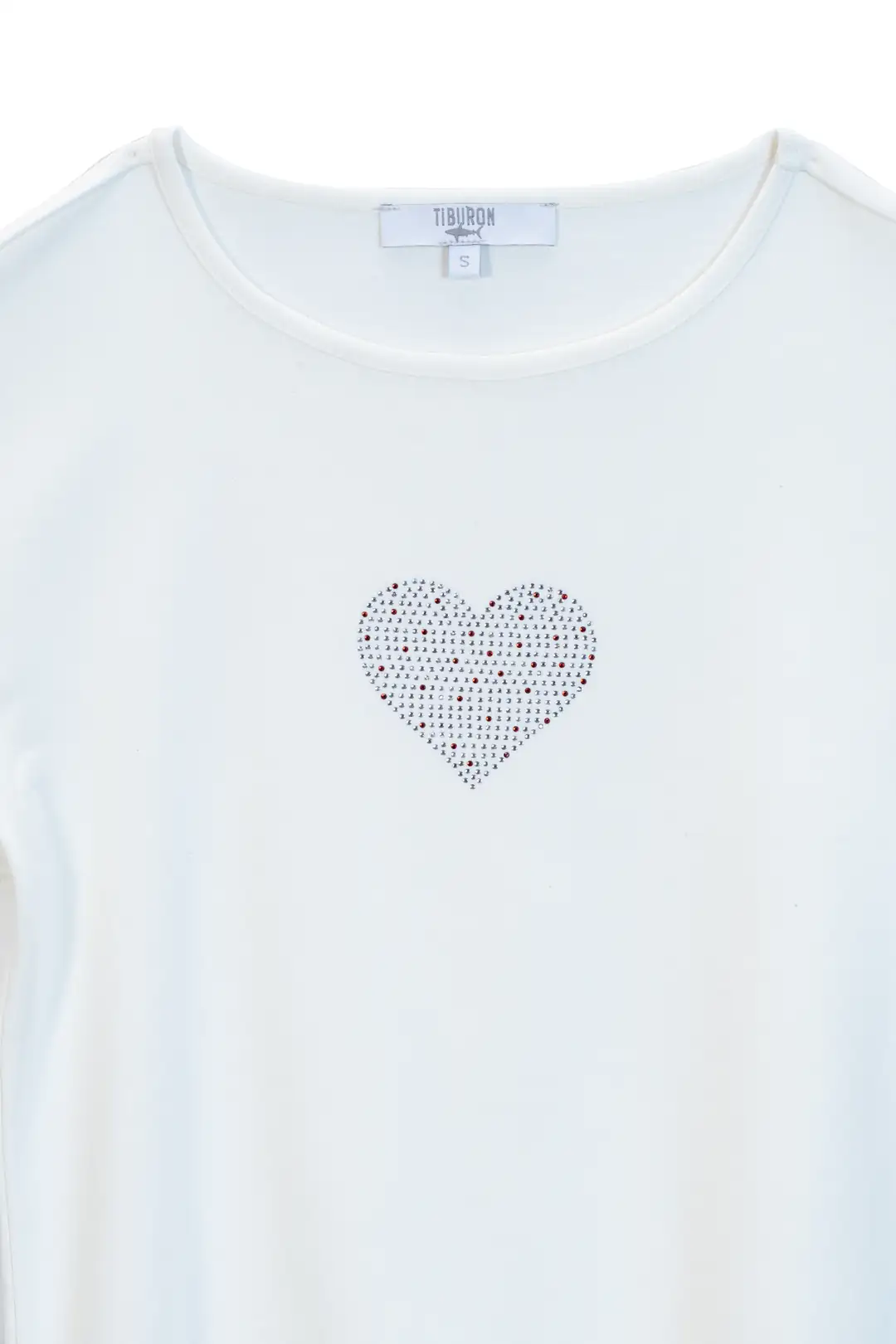 Kadın Beyaz Taş Baskılı Kısa Kollu Tişört